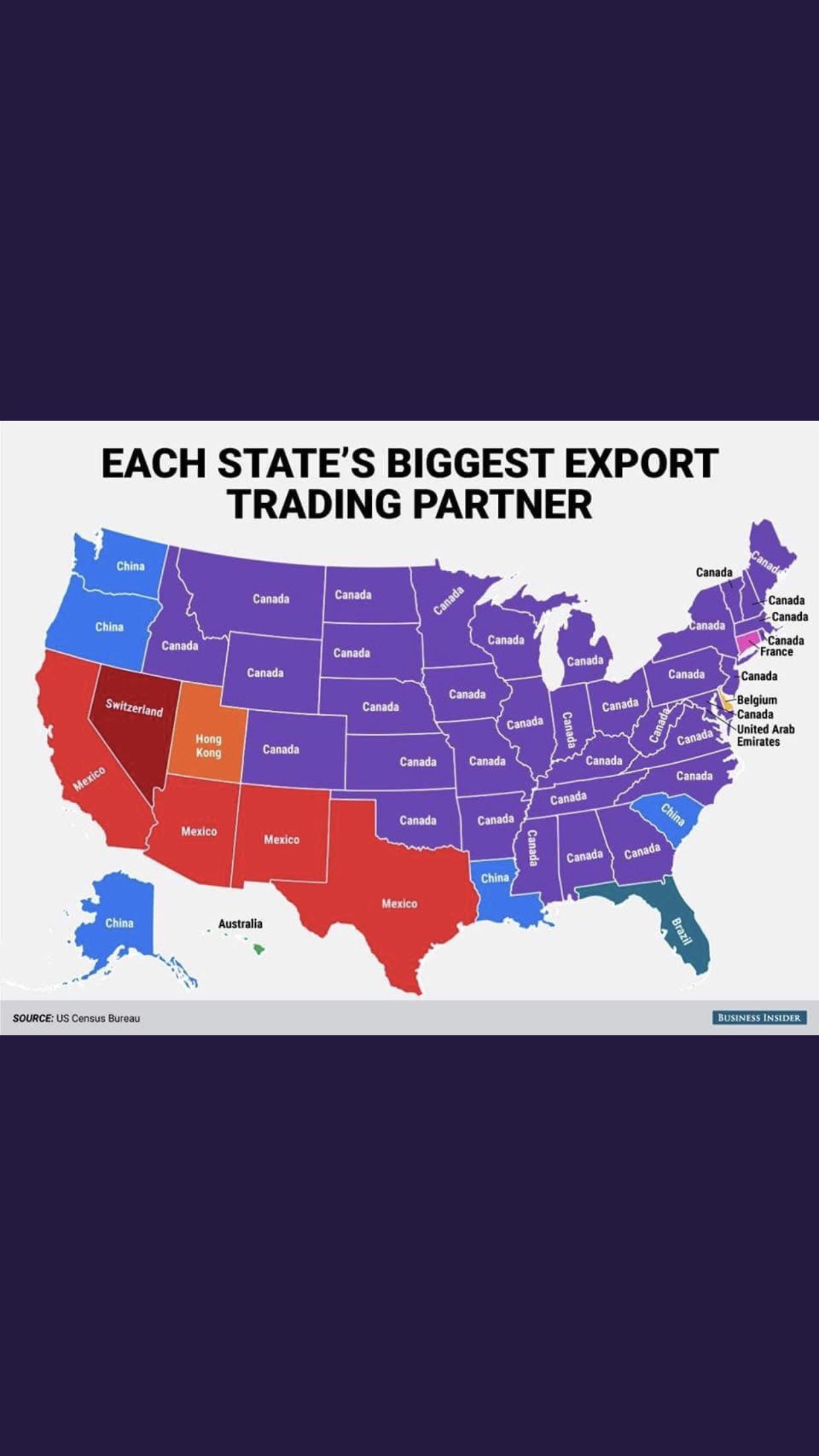 Each US state’s largest export trading partner. r/MapPorn