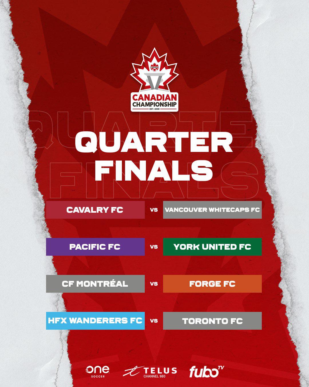The 2022 Canadian Championship Quarter Finals is set. CanadaSoccer