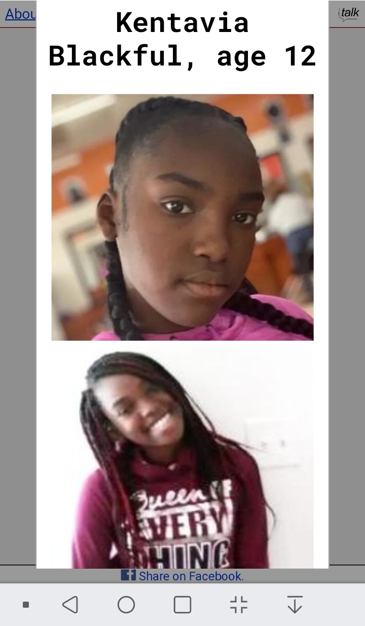 Rip to her (she was the 12 year old girl that got shot in the head in