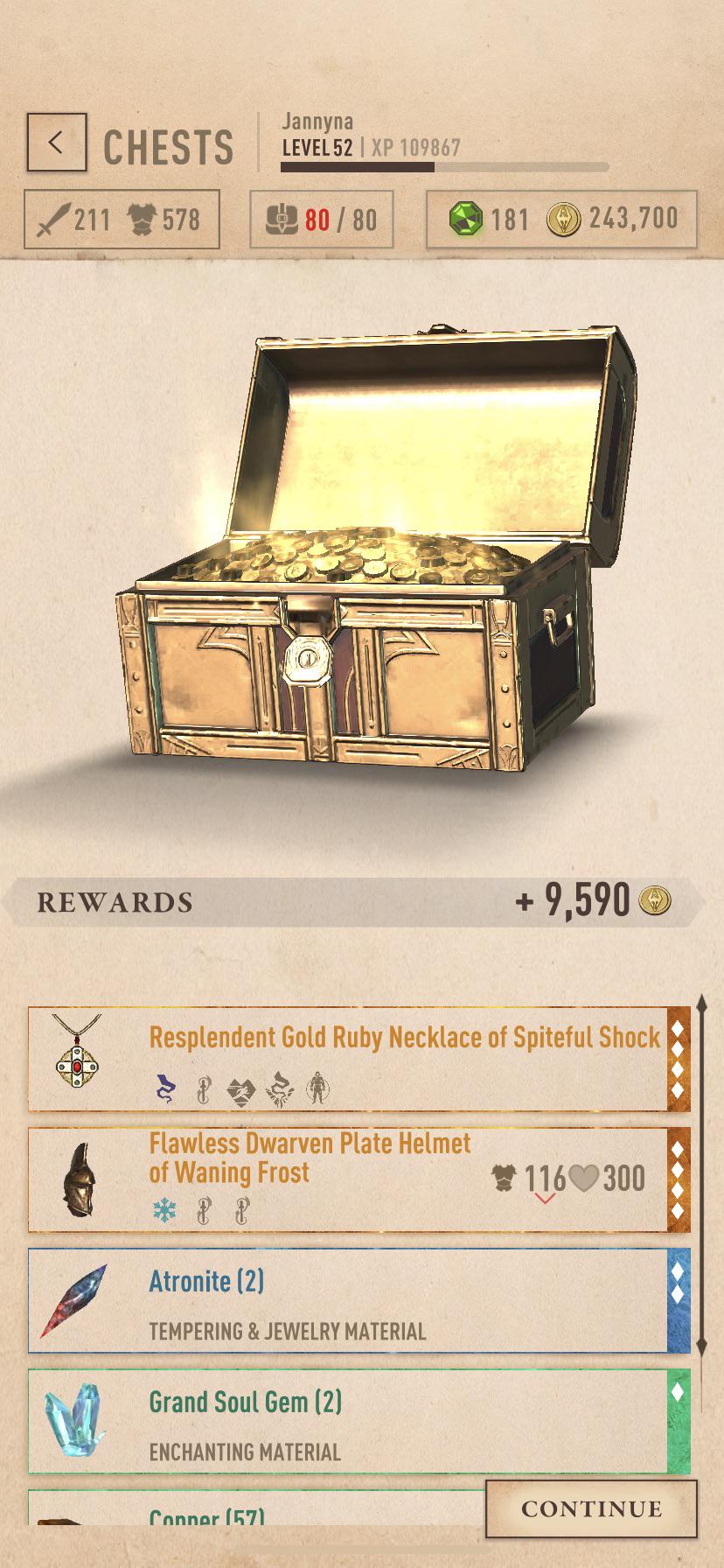 Love the new chest drops. Especially that gold. Hopefully severio is