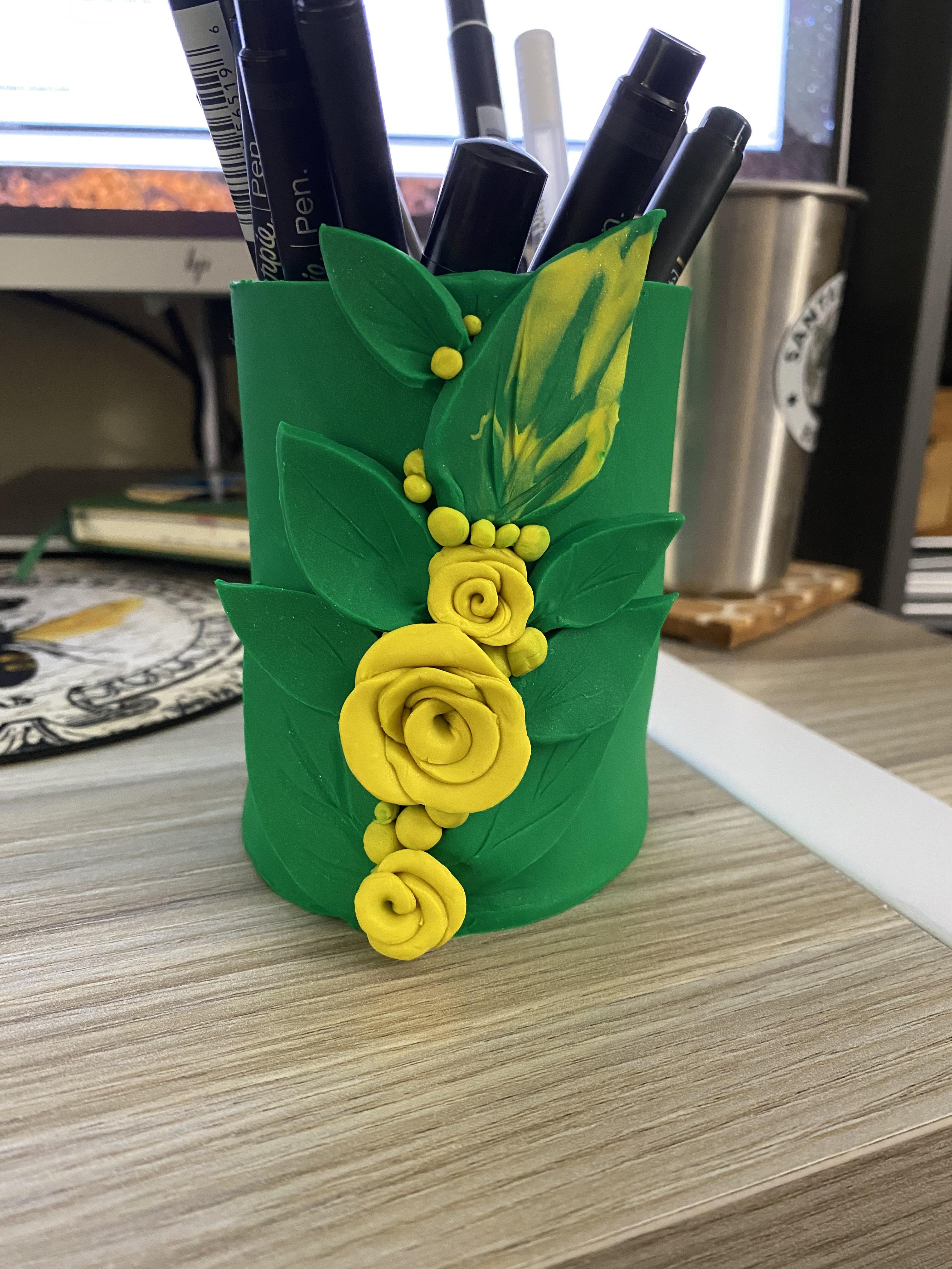 First time playing with polymer clay...I made a pen holder for all my