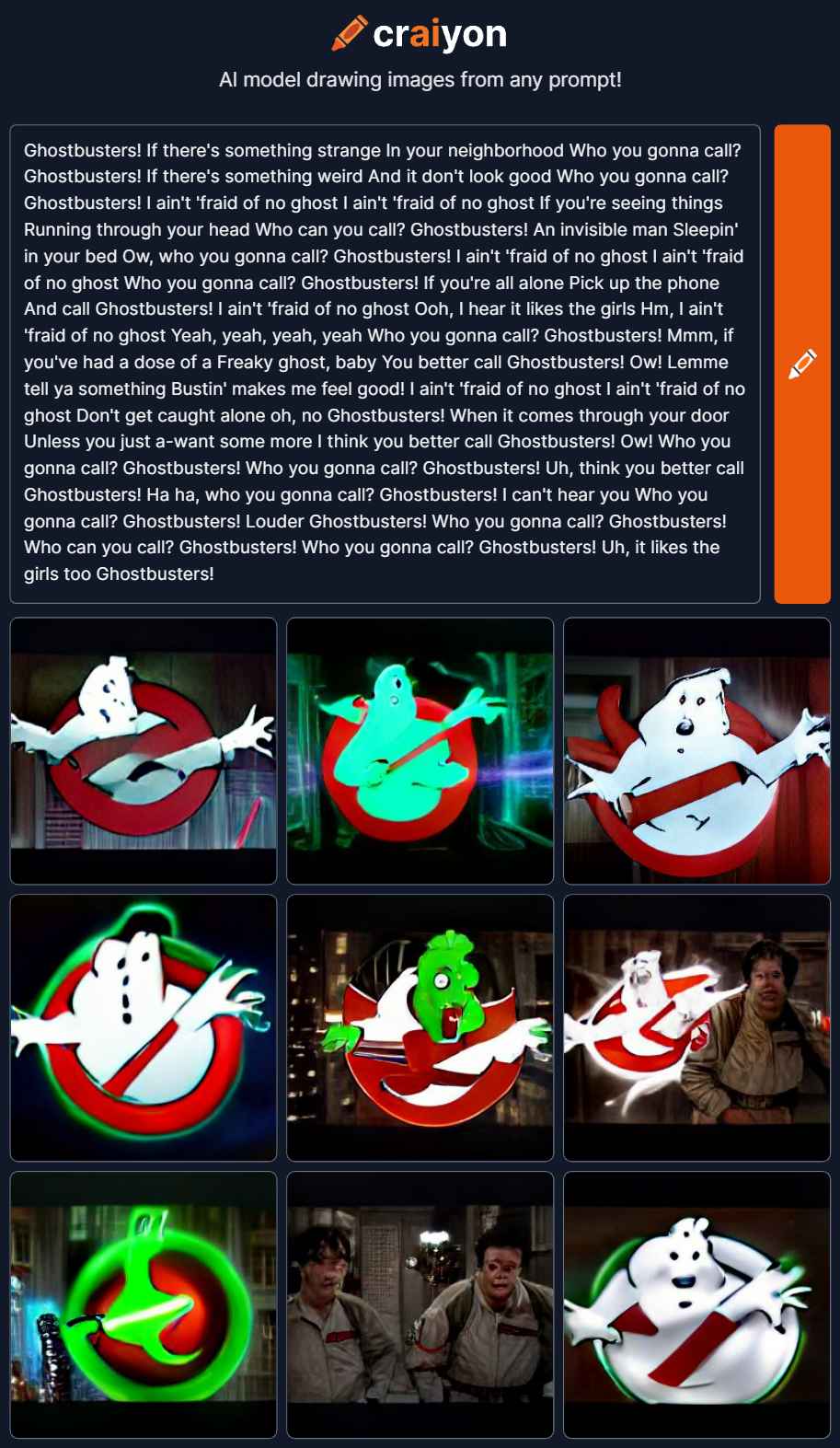 Inputting Lyrics for Ghostbusters theme song into Craiyon r/weirddalle
