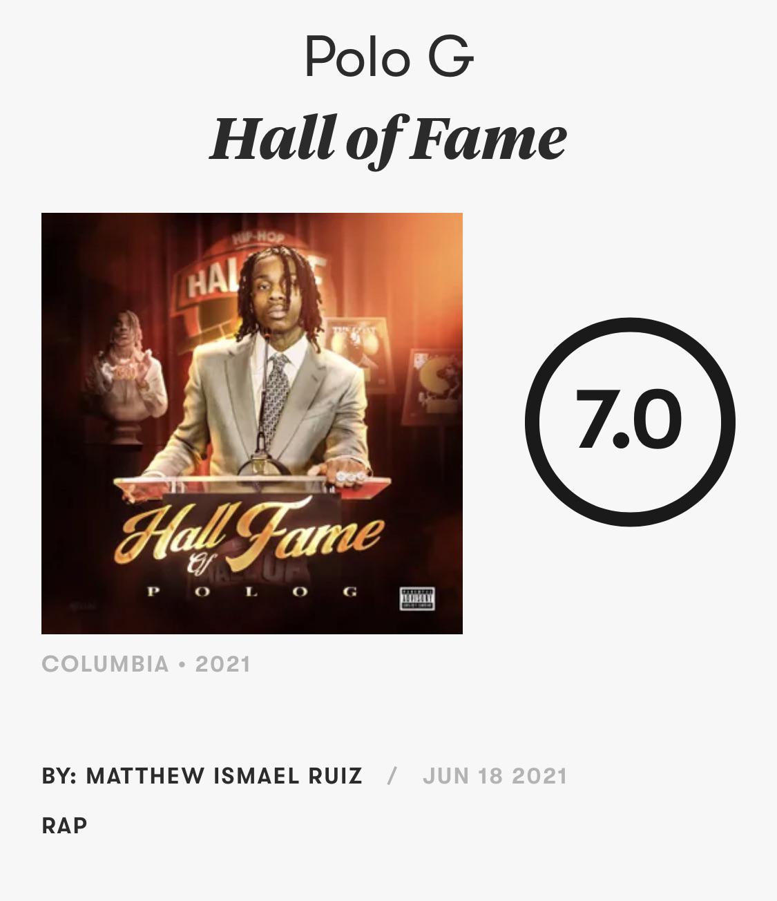 Pitchfork rates HOF as a 7/10 r/PoloG