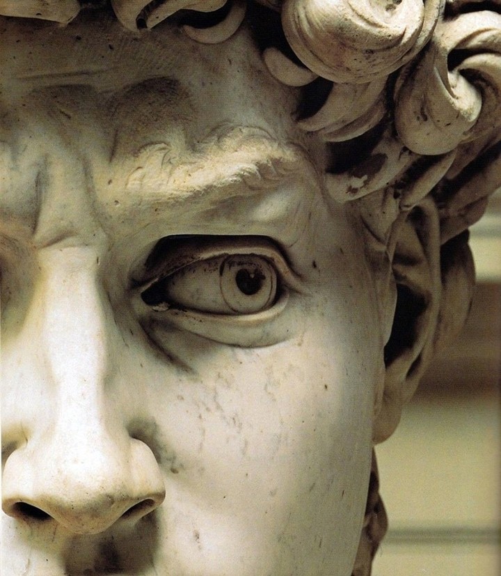 Michelangelo's David details. Looks like he captured the soul of