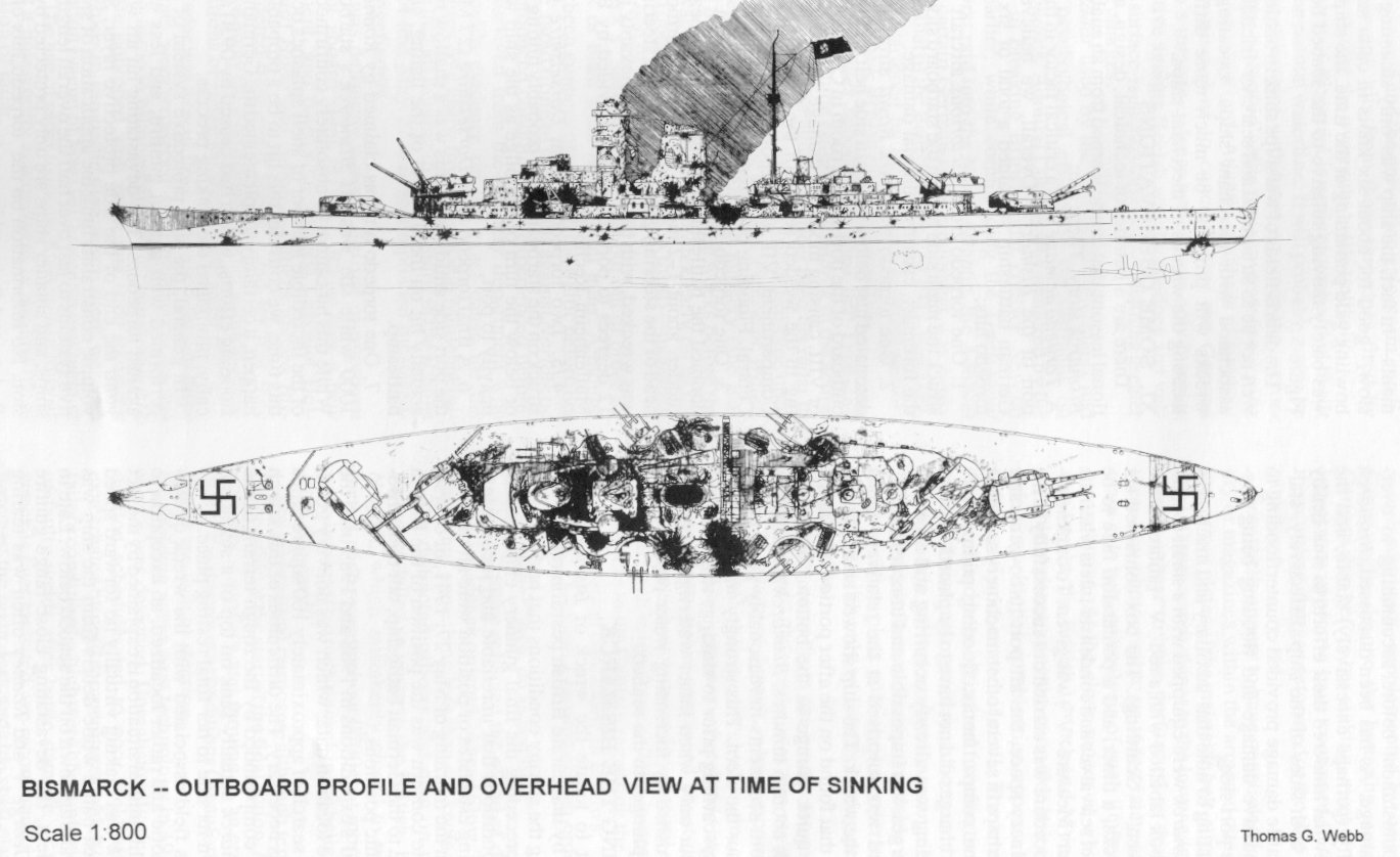 On this day 1941 the German battleship Bismarck is sunk. Image of the