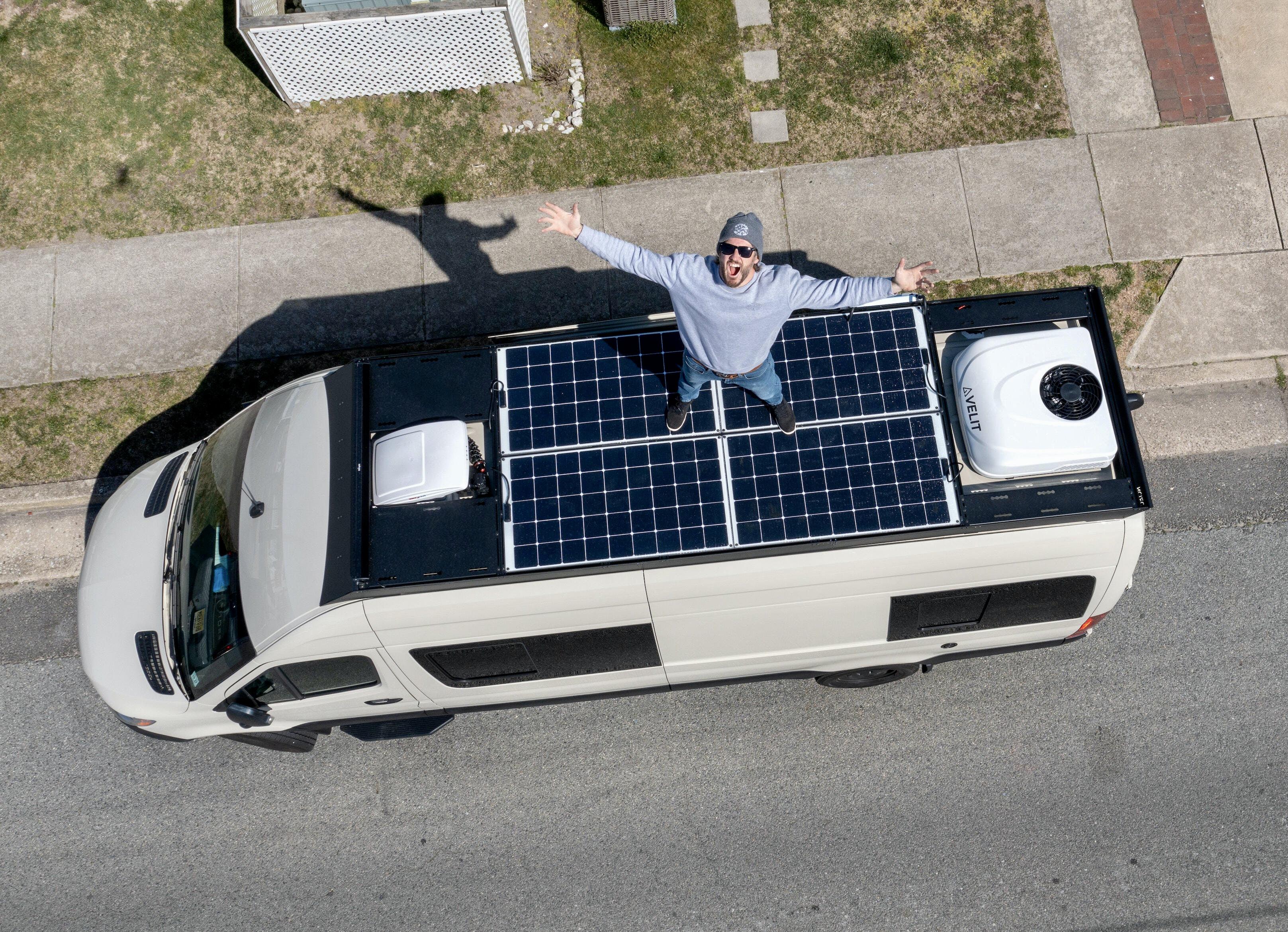 Orion Sprinter Stealth+ Roof Rack + Orion Modular Roof Deck Panels + 600w Walkable Solar Panels