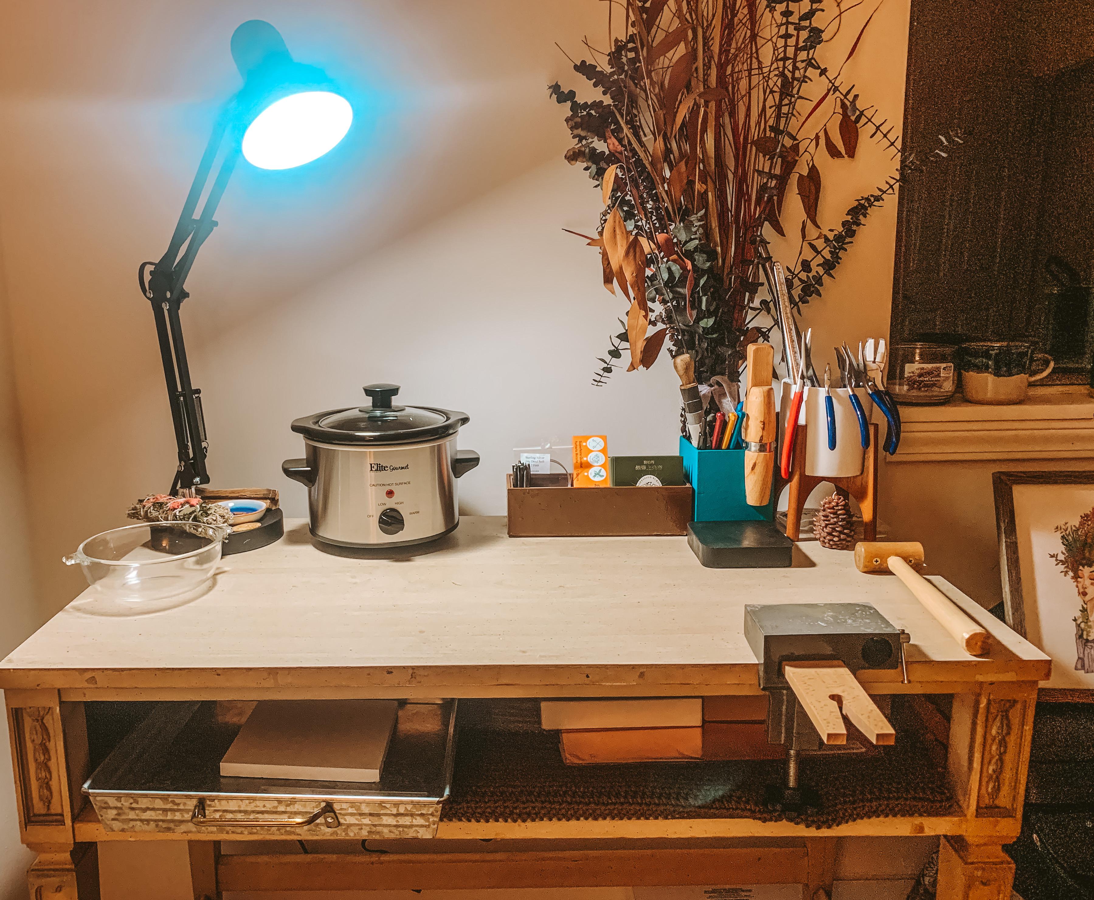 Makeshift jewelers benchjust ordered tools to start silversmithing