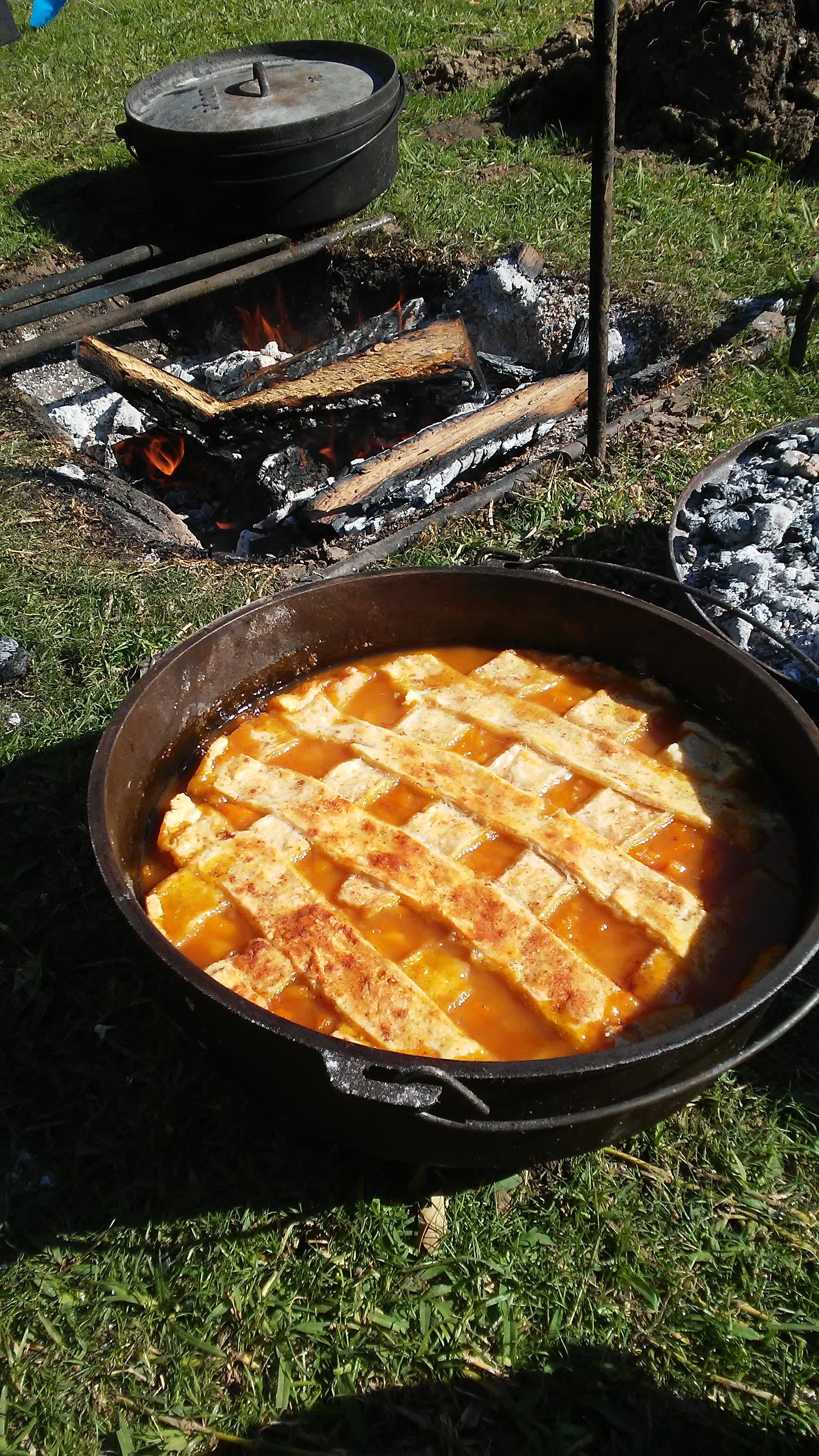 Dutch oven peach cobbler we made at the Red Steagall Cowboy Gathering