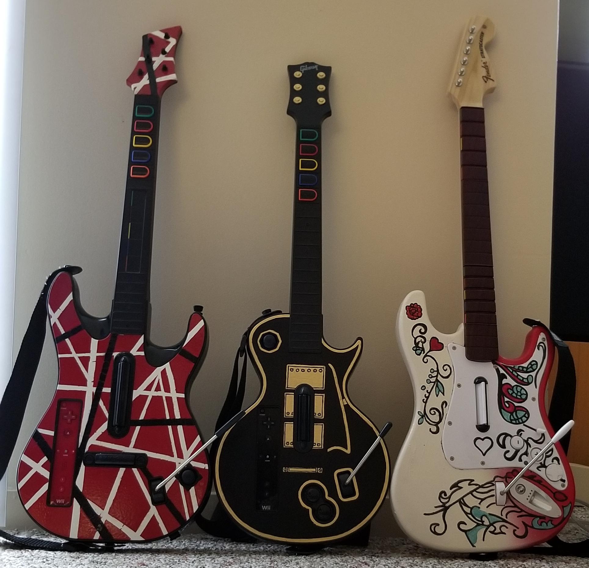 Been working on some custom paint jobs lately. EVH (RIP), Gibson "Black