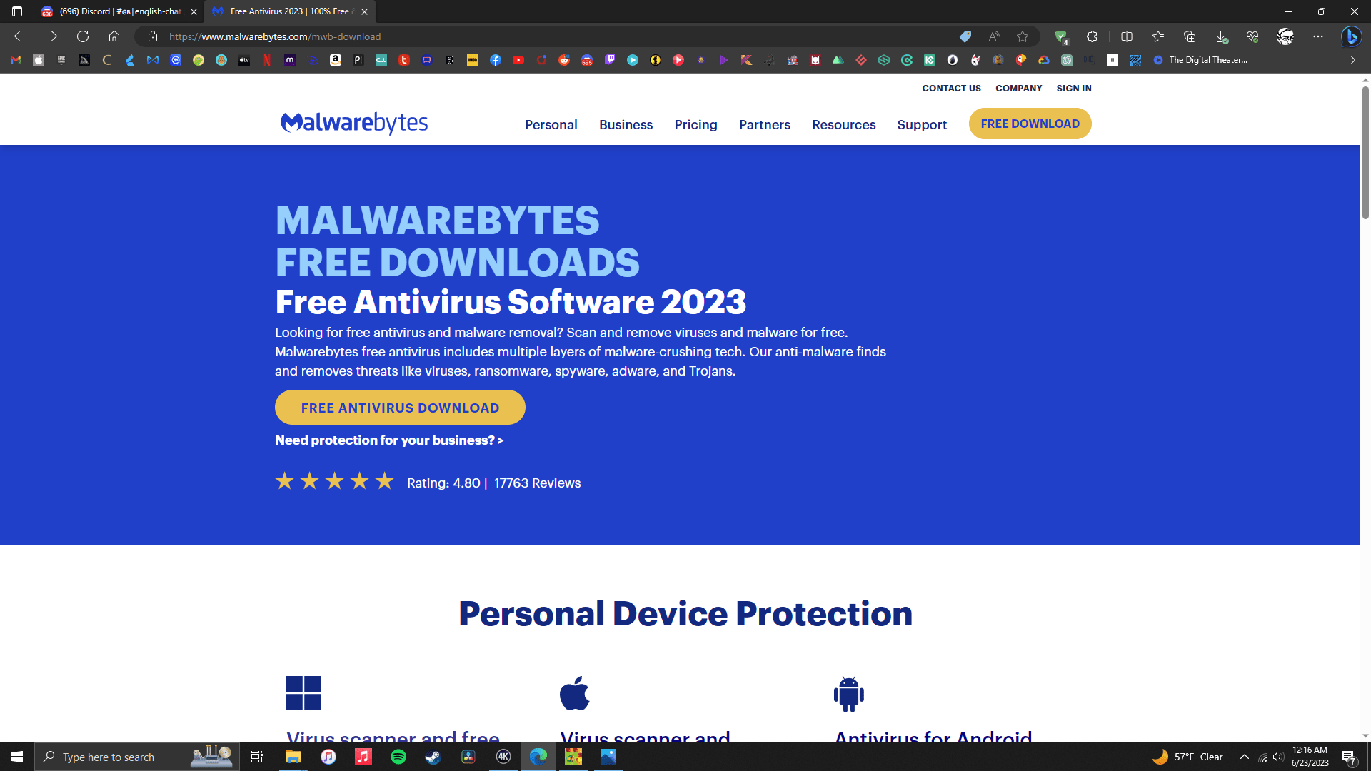 Is this the real site to download the Free MB antivirus, looks like a