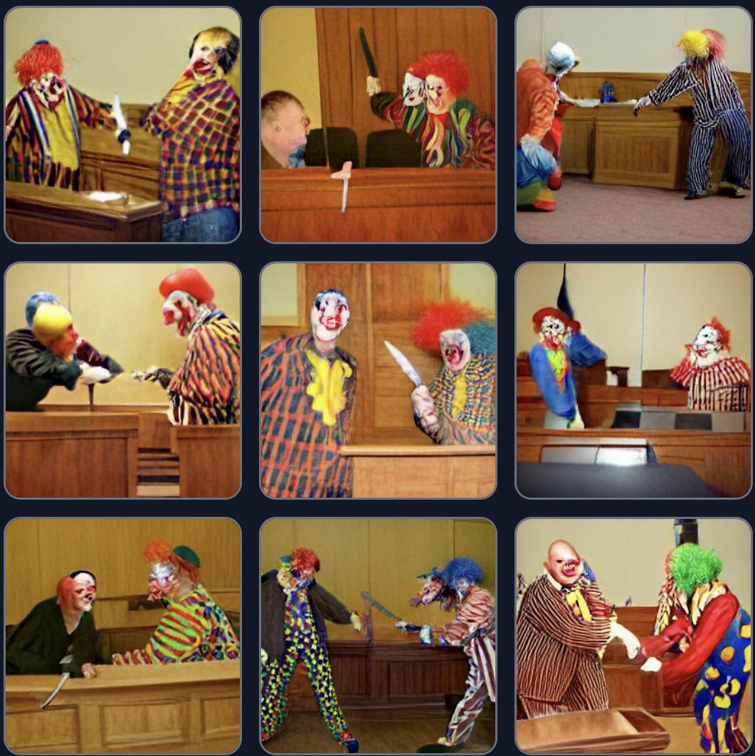 Two Clowns Knife Fighting in Courtroom r/dallemini