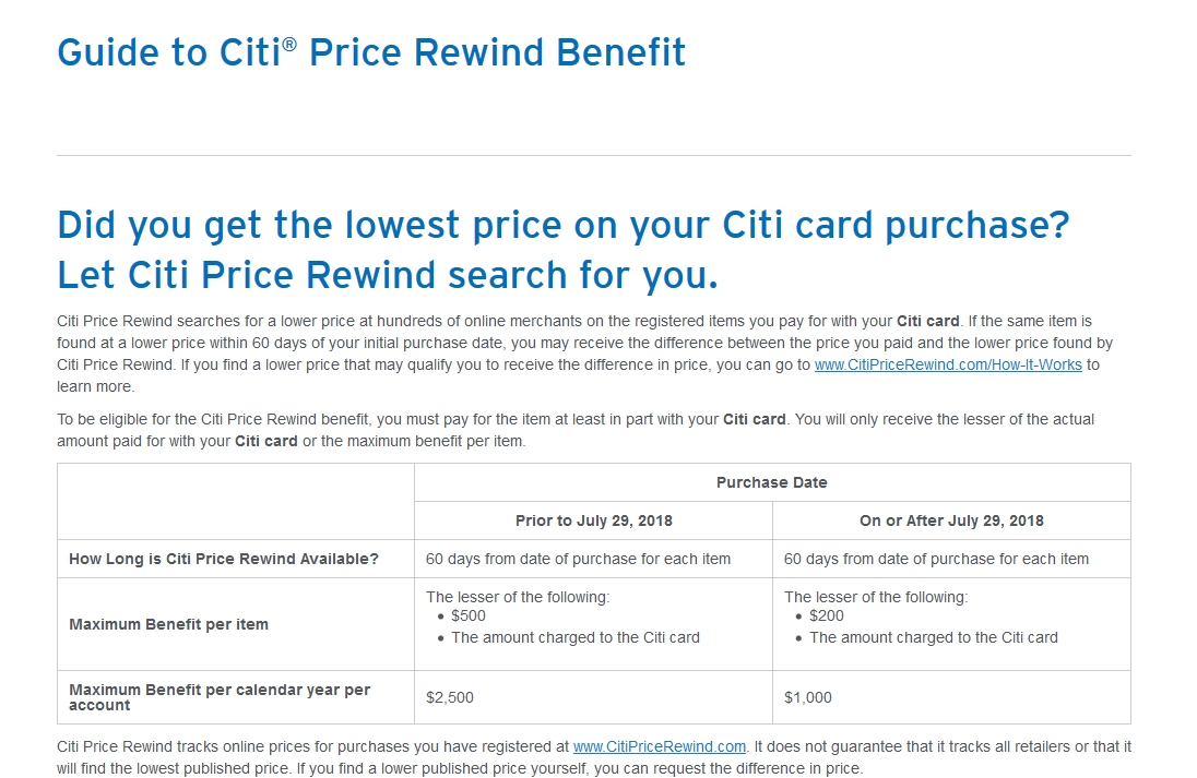 PSA On 7/29/18, Citi Visa Price Match is changing its terms for price