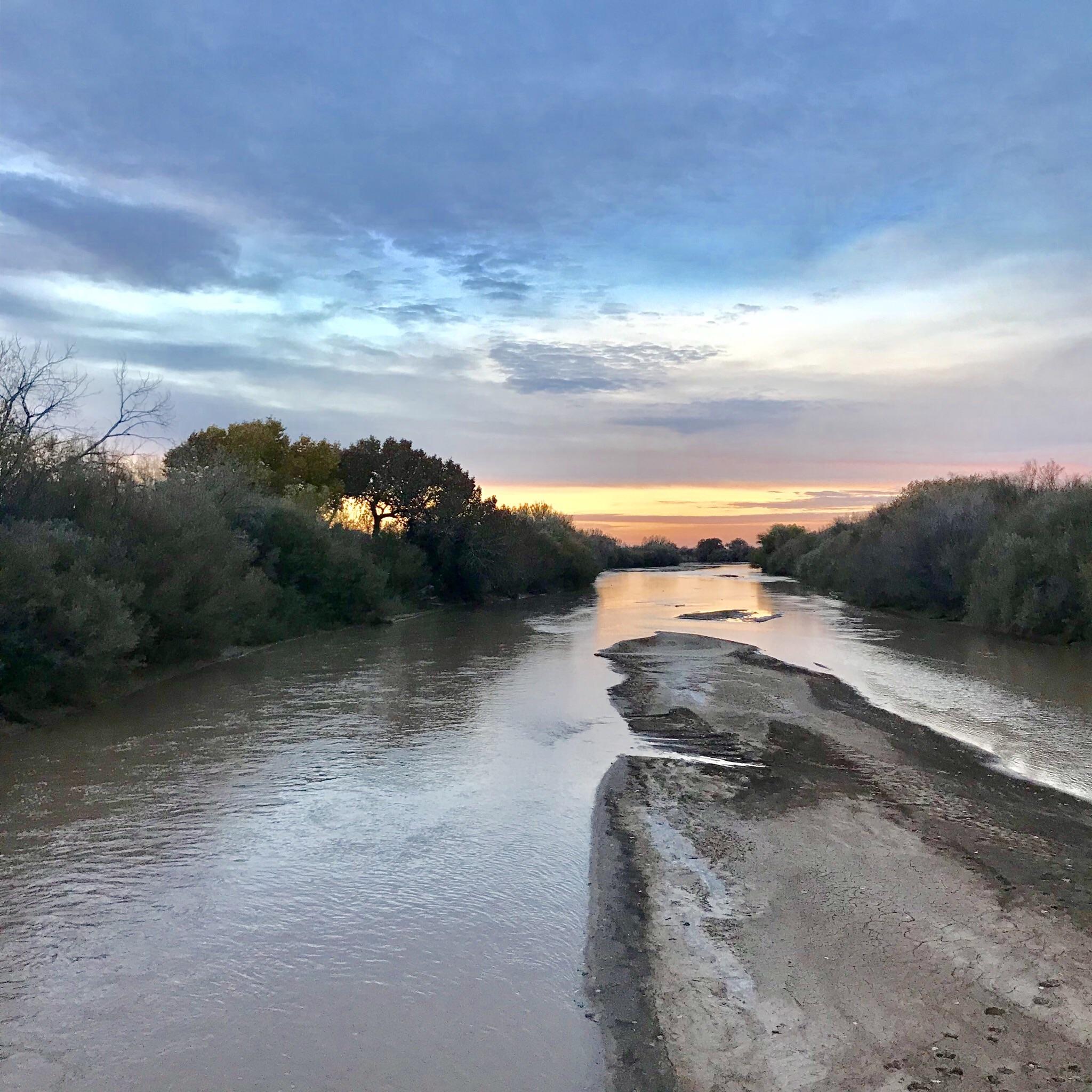 El Rio Grande from the HWY 380 bridge in San Antonio, NM. Happy
