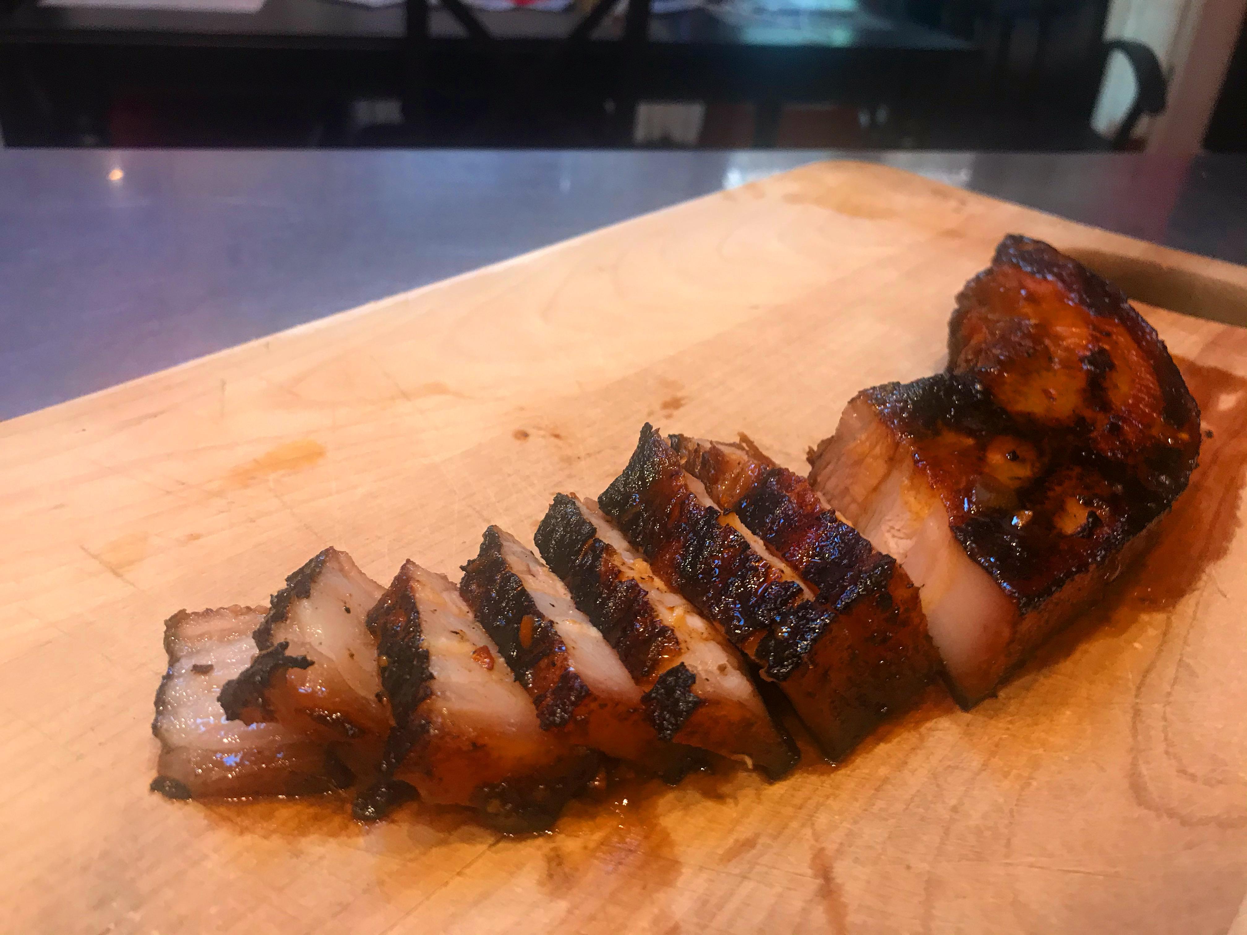 Chashu pork belly for homemade ramen. 12 hours on 170, seared over