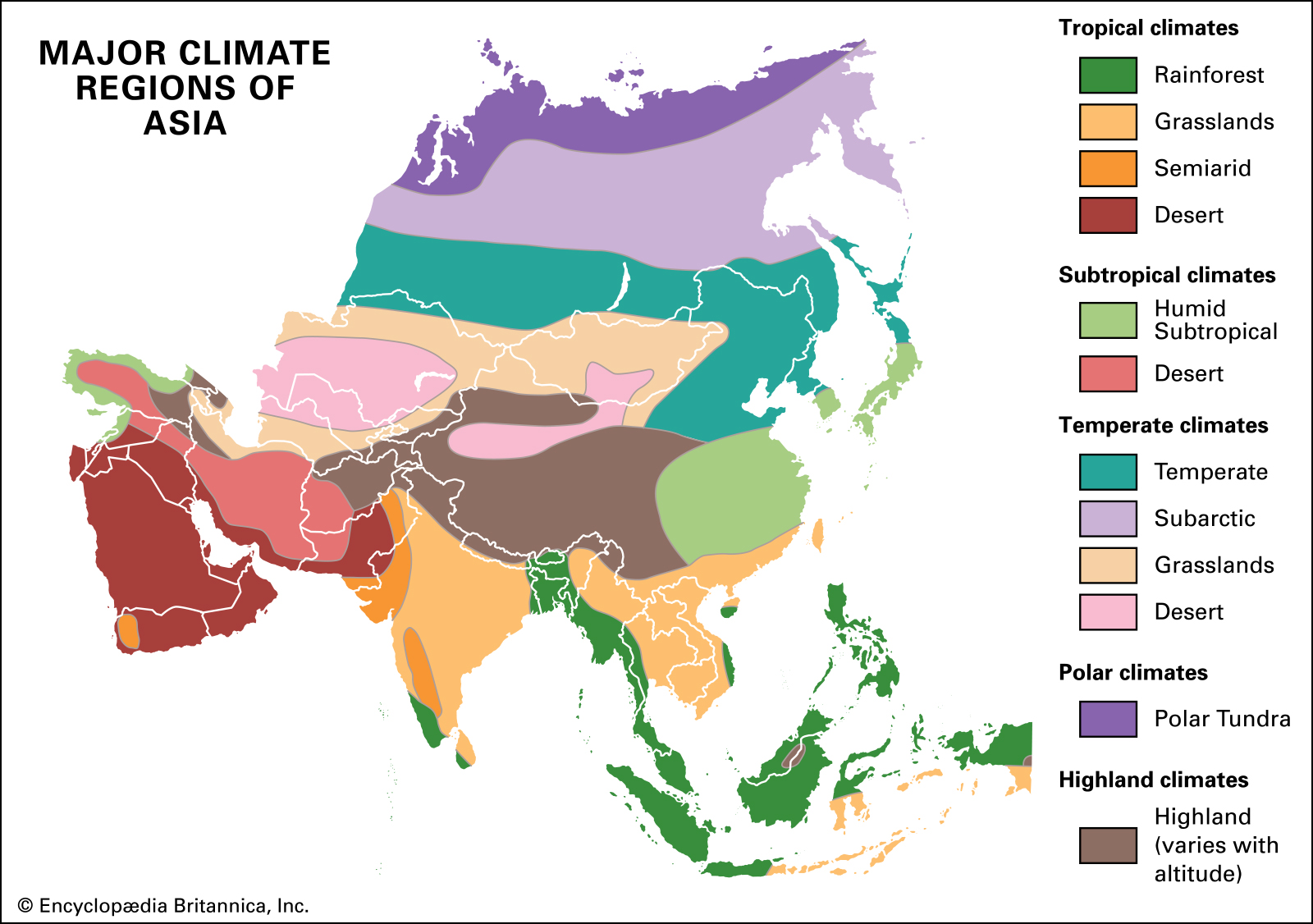 The Major Climate Regions of Asia r/MapPorn
