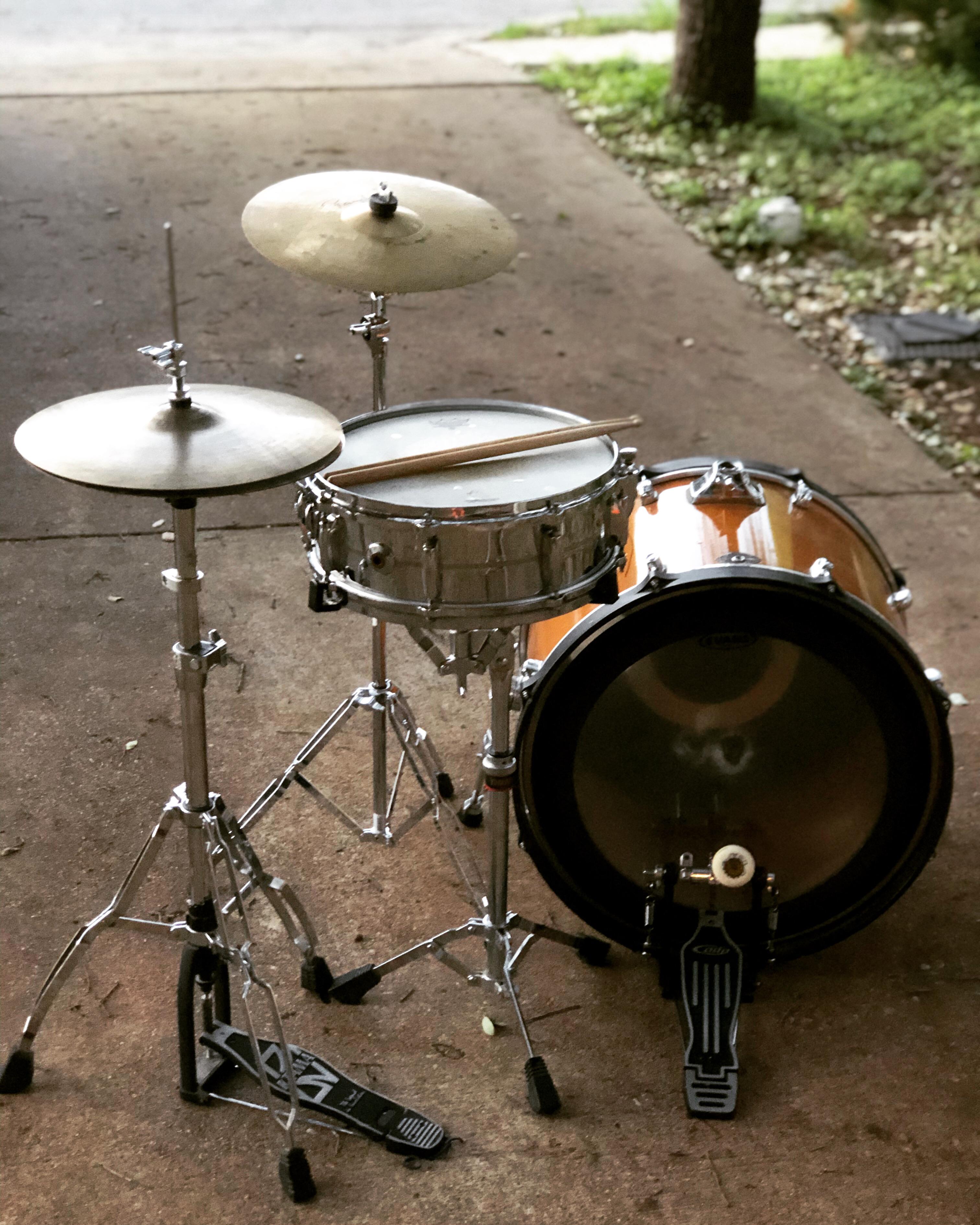 Sometimes playing lots of drums and cymbals in the garage is more