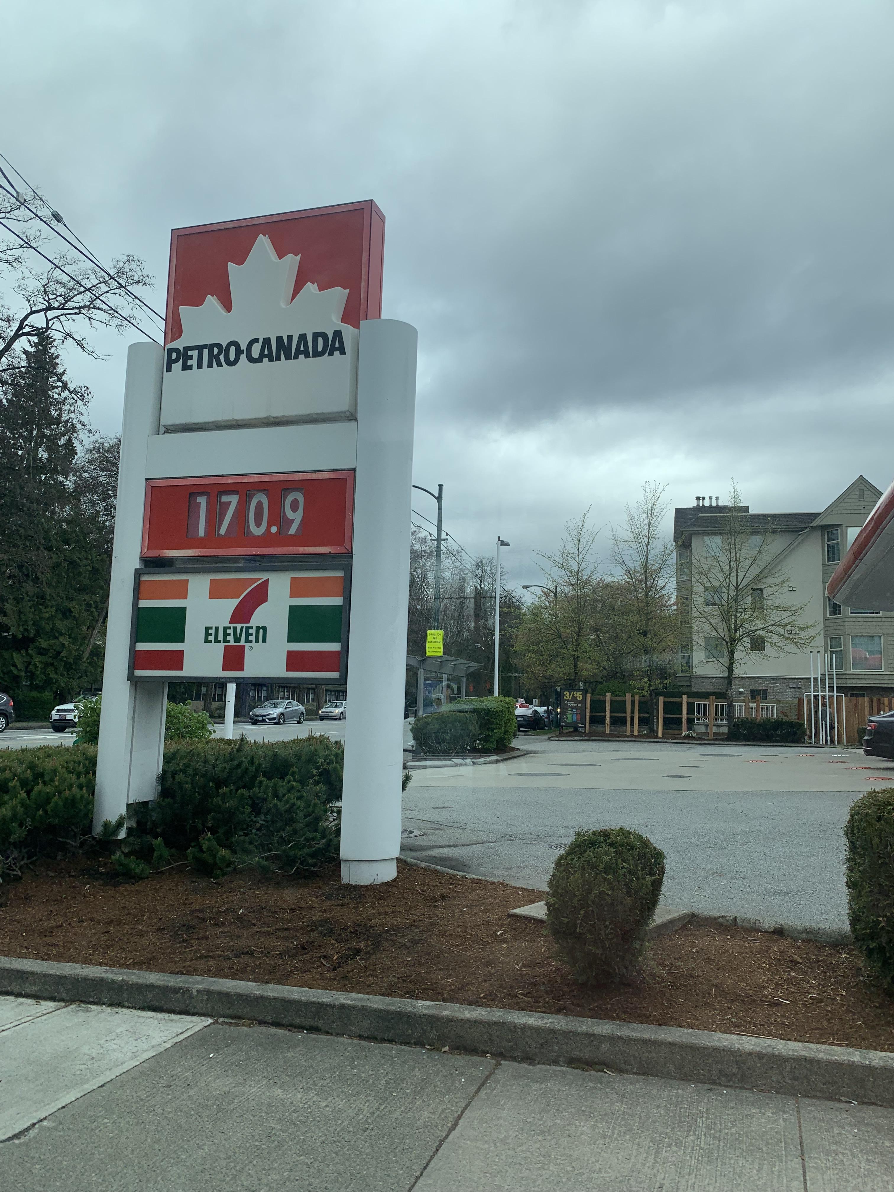 Gas prices per liter in Vancouver today. r/mildlyinteresting