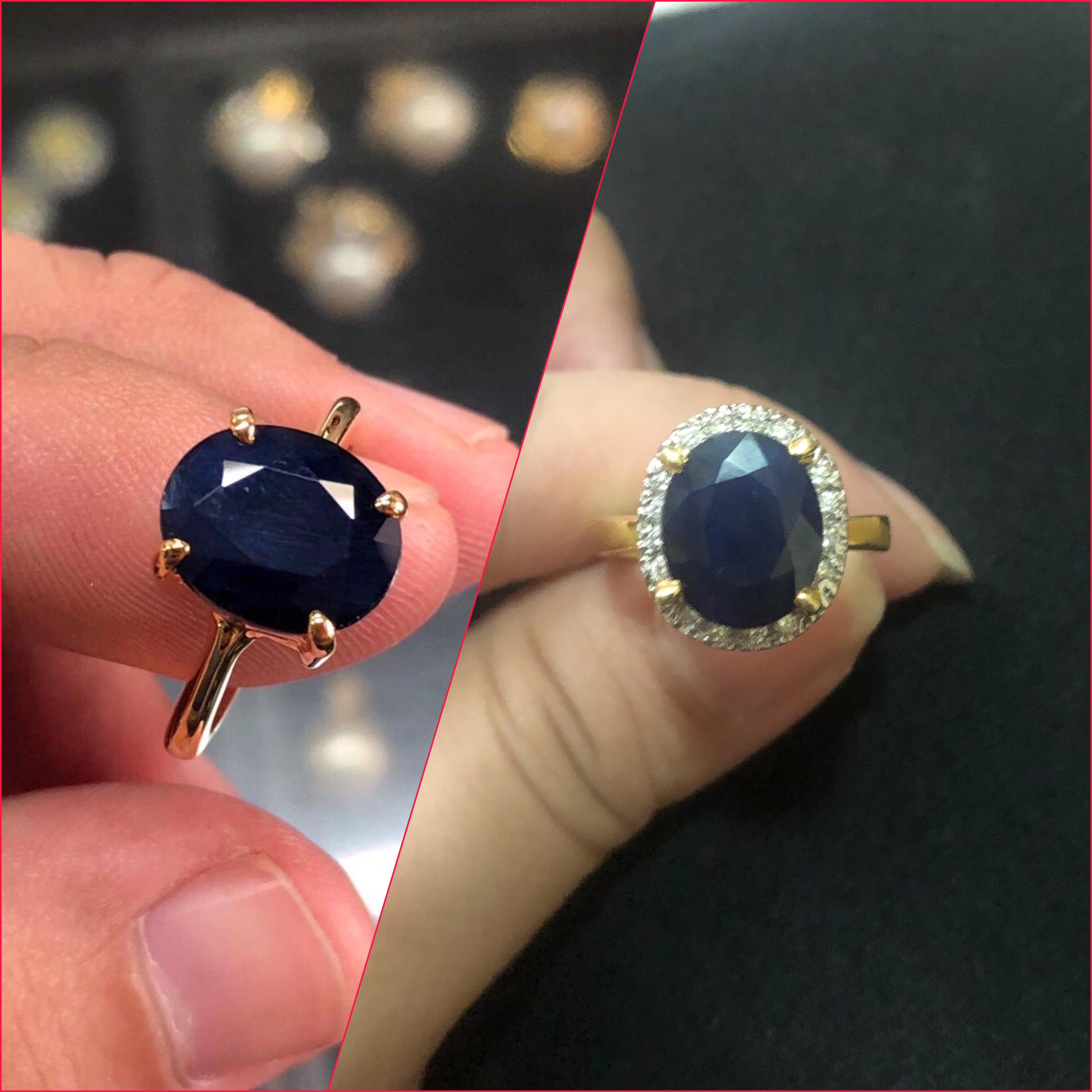 I had my 14k sapphire ring redesigned. I wanted to add a halo. It only