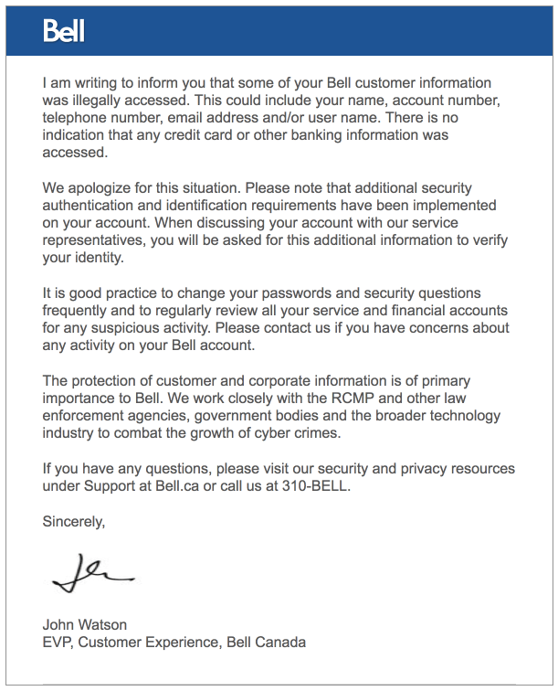 Bell Canada had a data breach r/canada