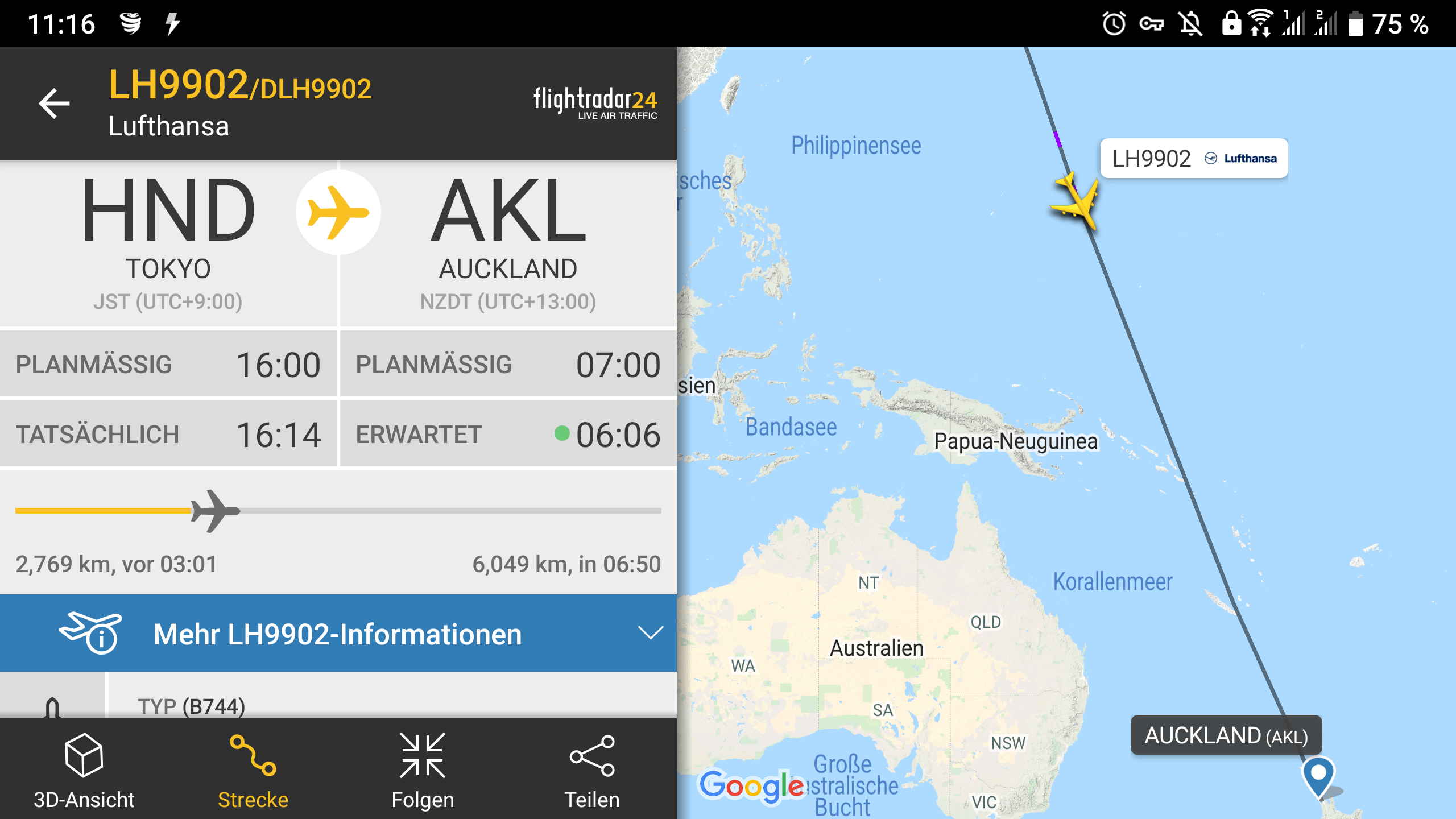 The one and only Lufthansa flight from Japan to New Zealand. Pick up