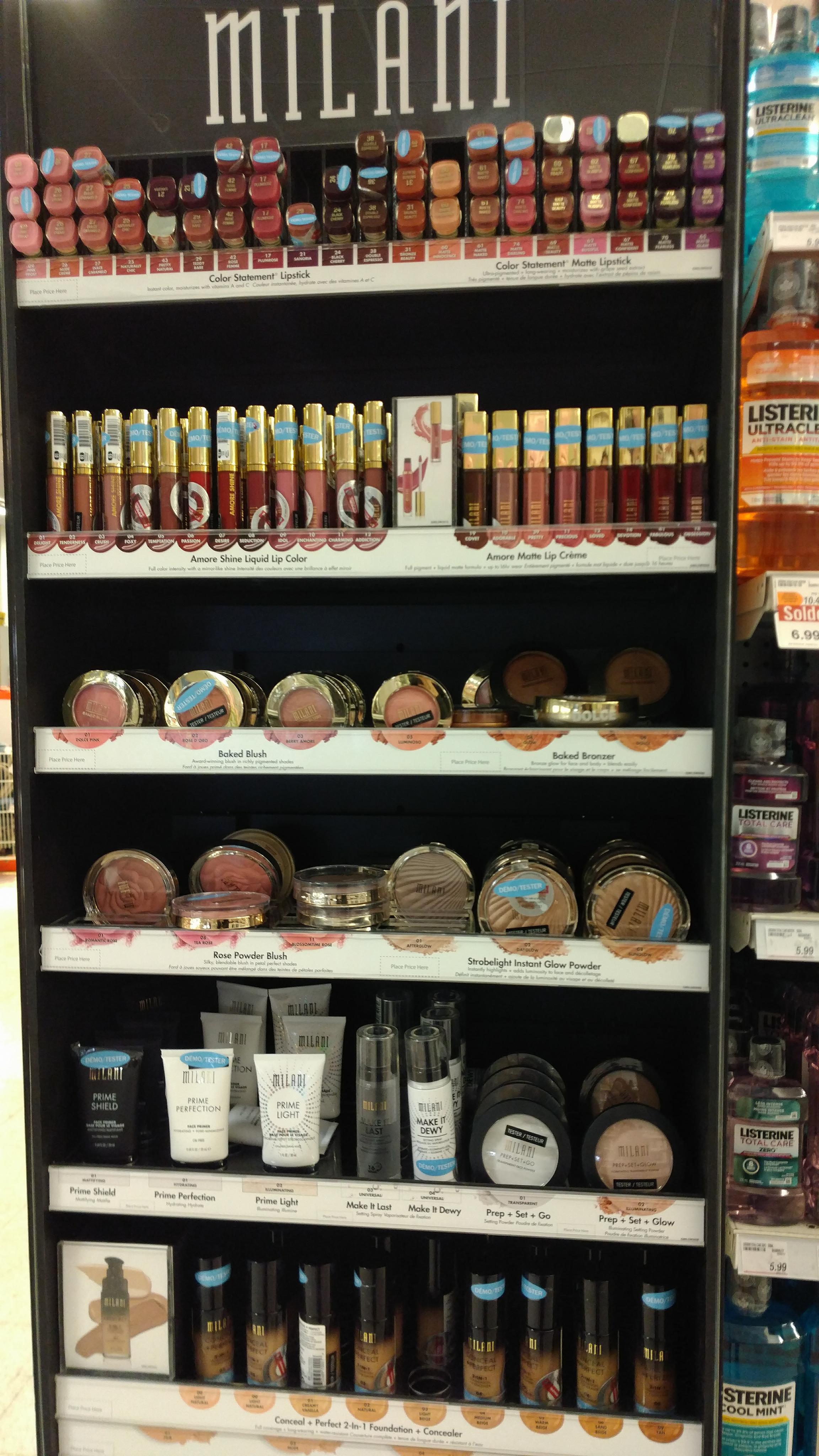 Spotted Milani makeup at Pharmaprix drug mart) In Montreal