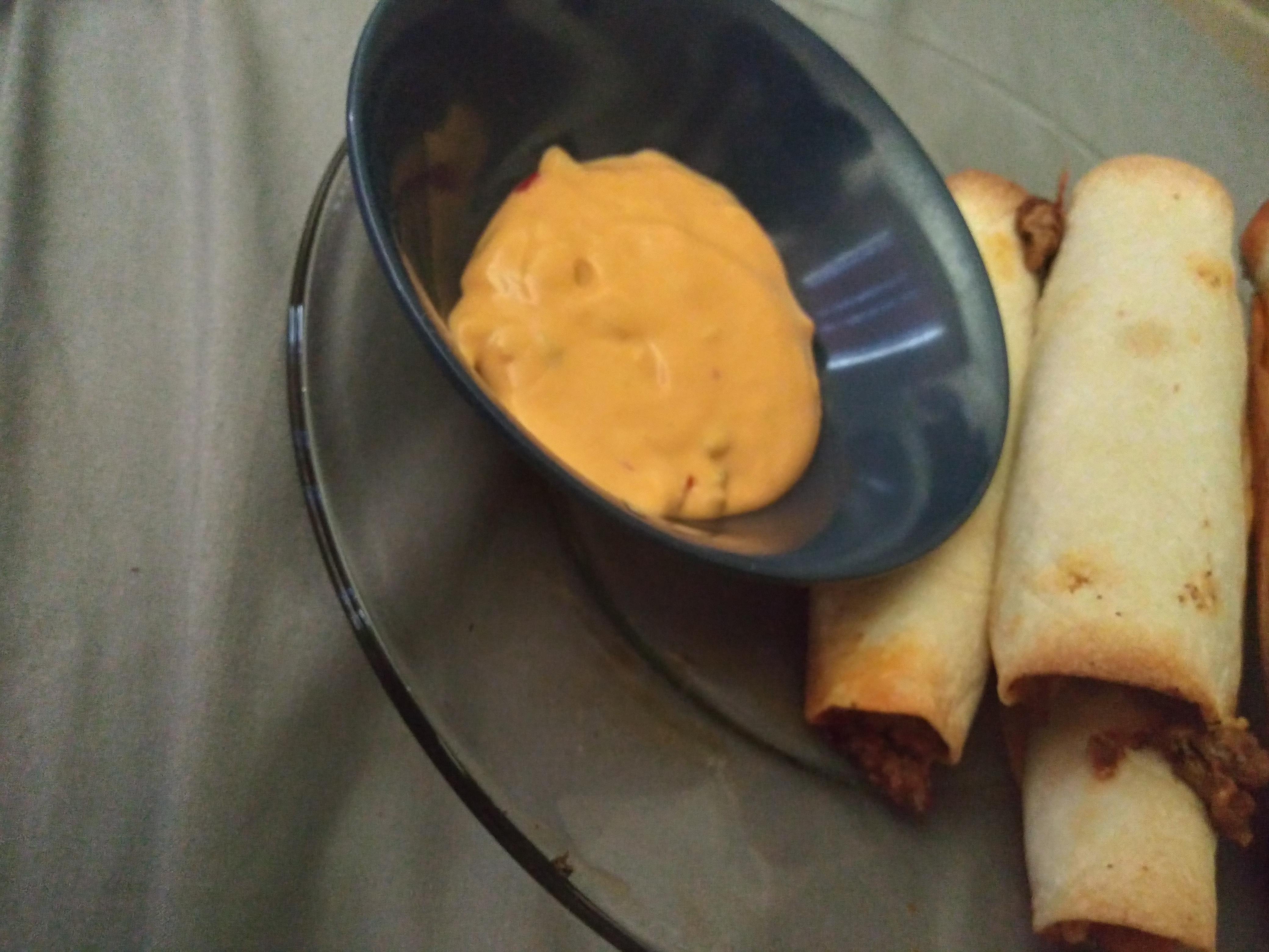 Beef flautas with queso on the side instead of the sour cream. r