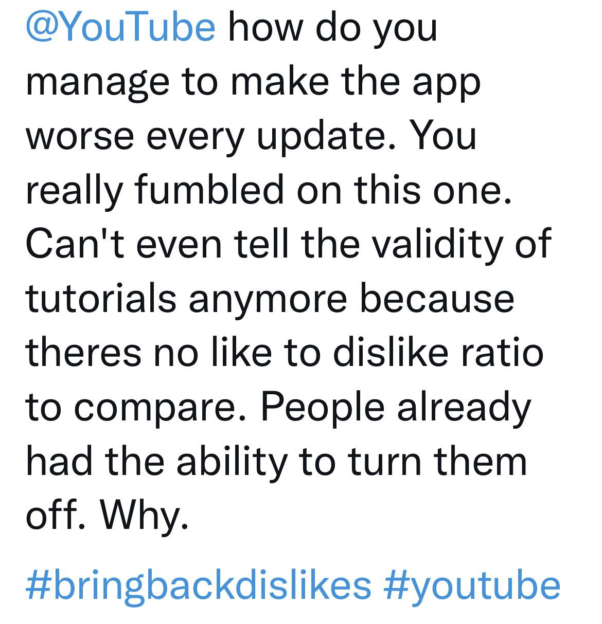 Bring back dislike button christ r/youtube