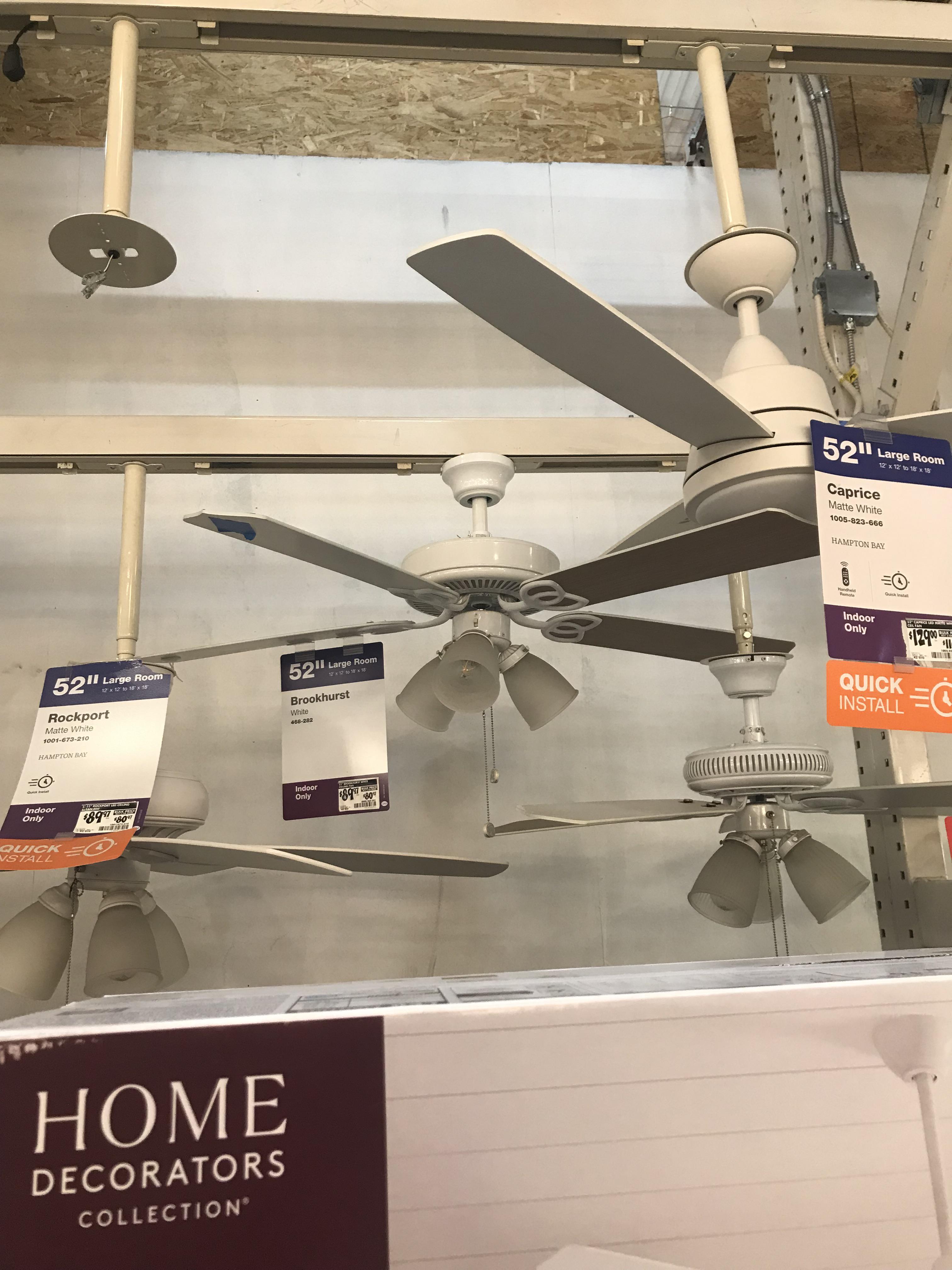 Hampton Bay Brookhurst Ceiling Fan On Display at a Home Depot. r