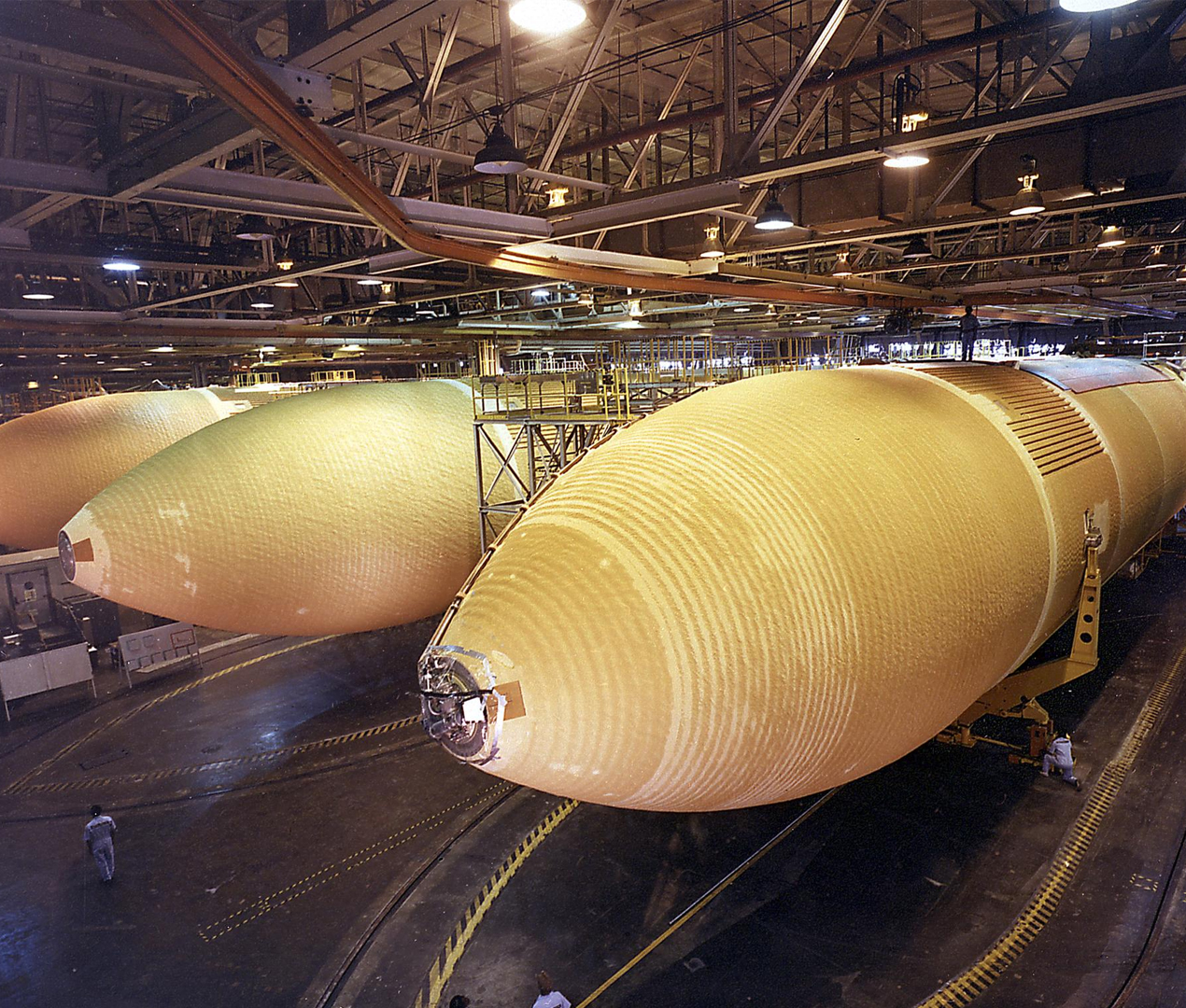 Three Space Shuttle light weight external tanks undergoing final