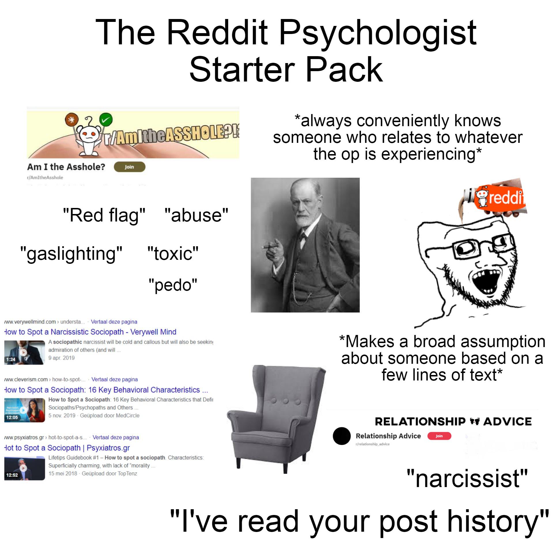 The Reddit Psychologist Starterpack r/starterpacks