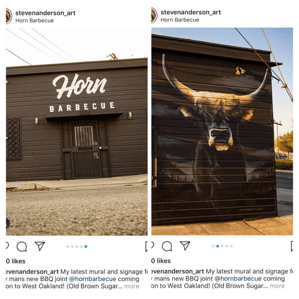 Horn Barbecue restaurant mural in West Oakland. Looking good and can’t