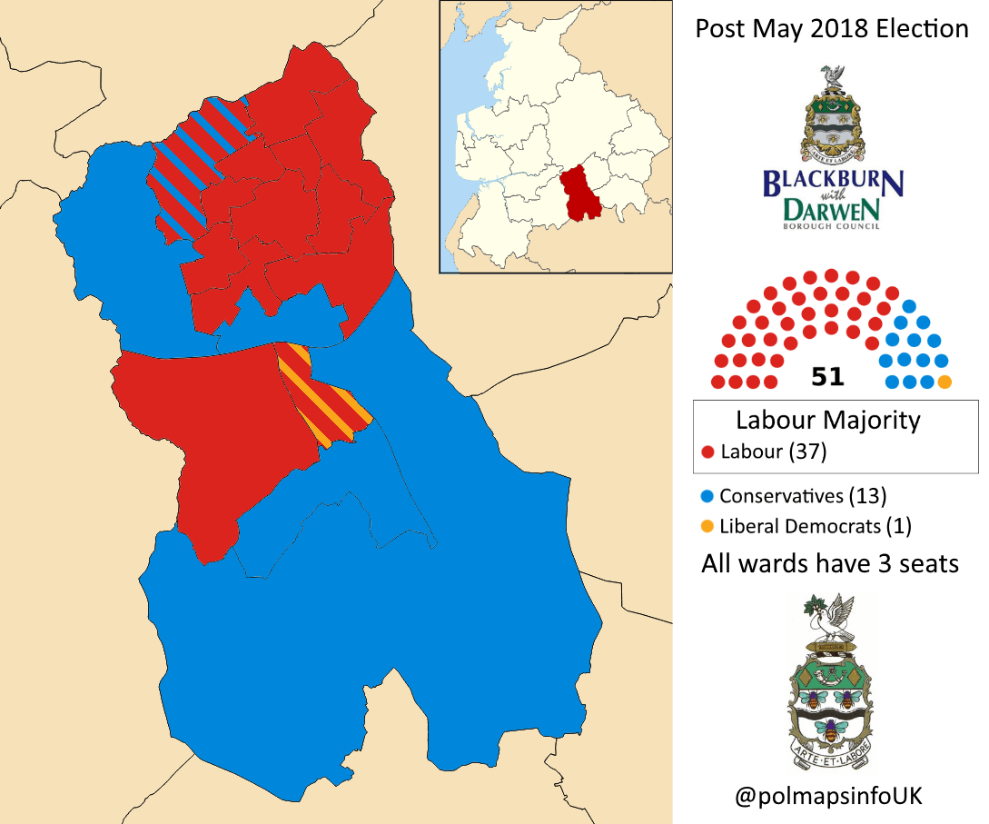 Blackburn with Darwen Borough Council, Post May 2018 Election, UK r