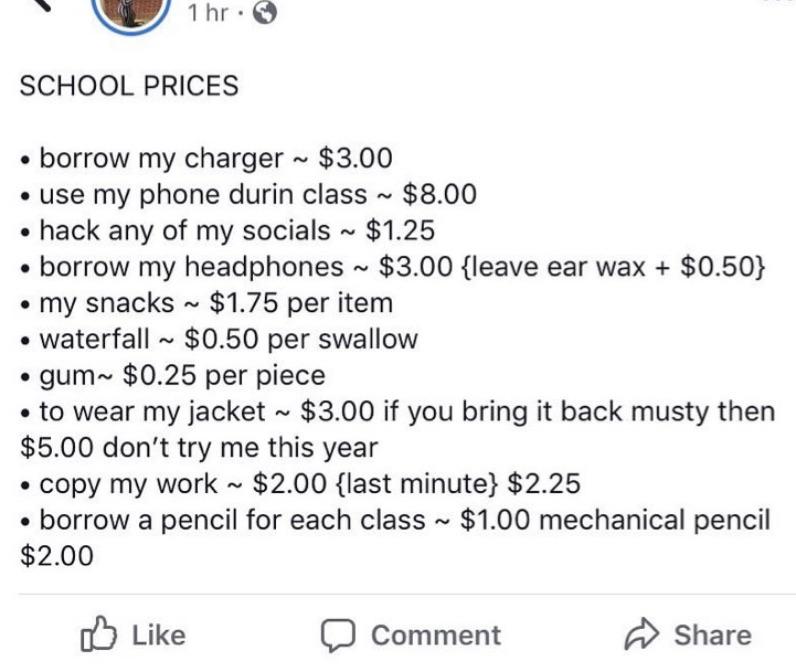 School prices r/ChoosingSellers