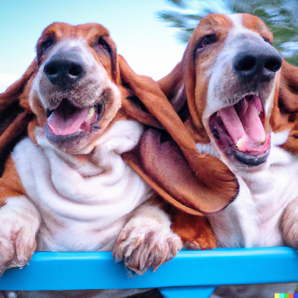 A happy, vibrant 35mm photograph, with motion blur, wide shot, of two