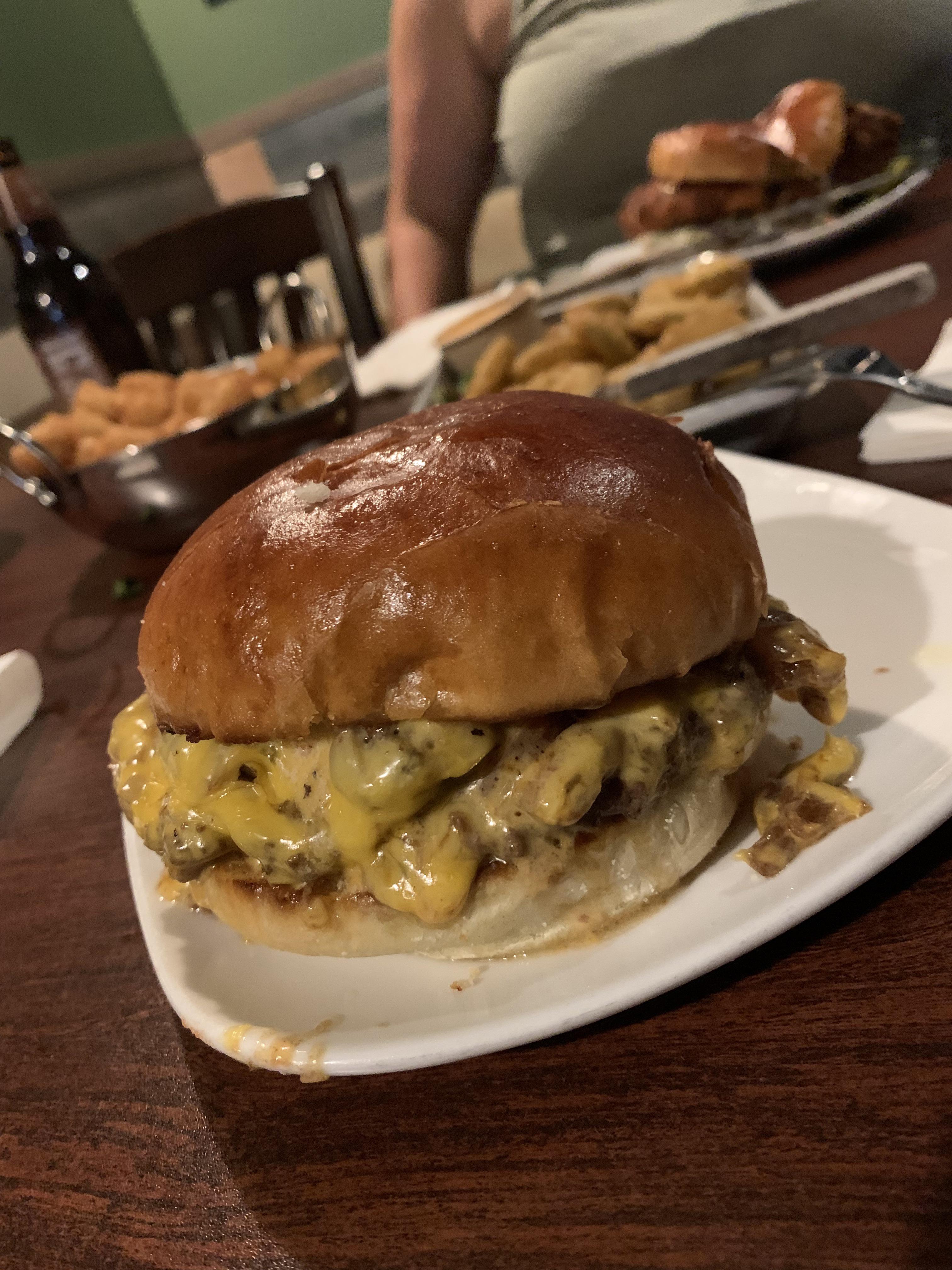 Double smash with bone marrow butter. r/burgers