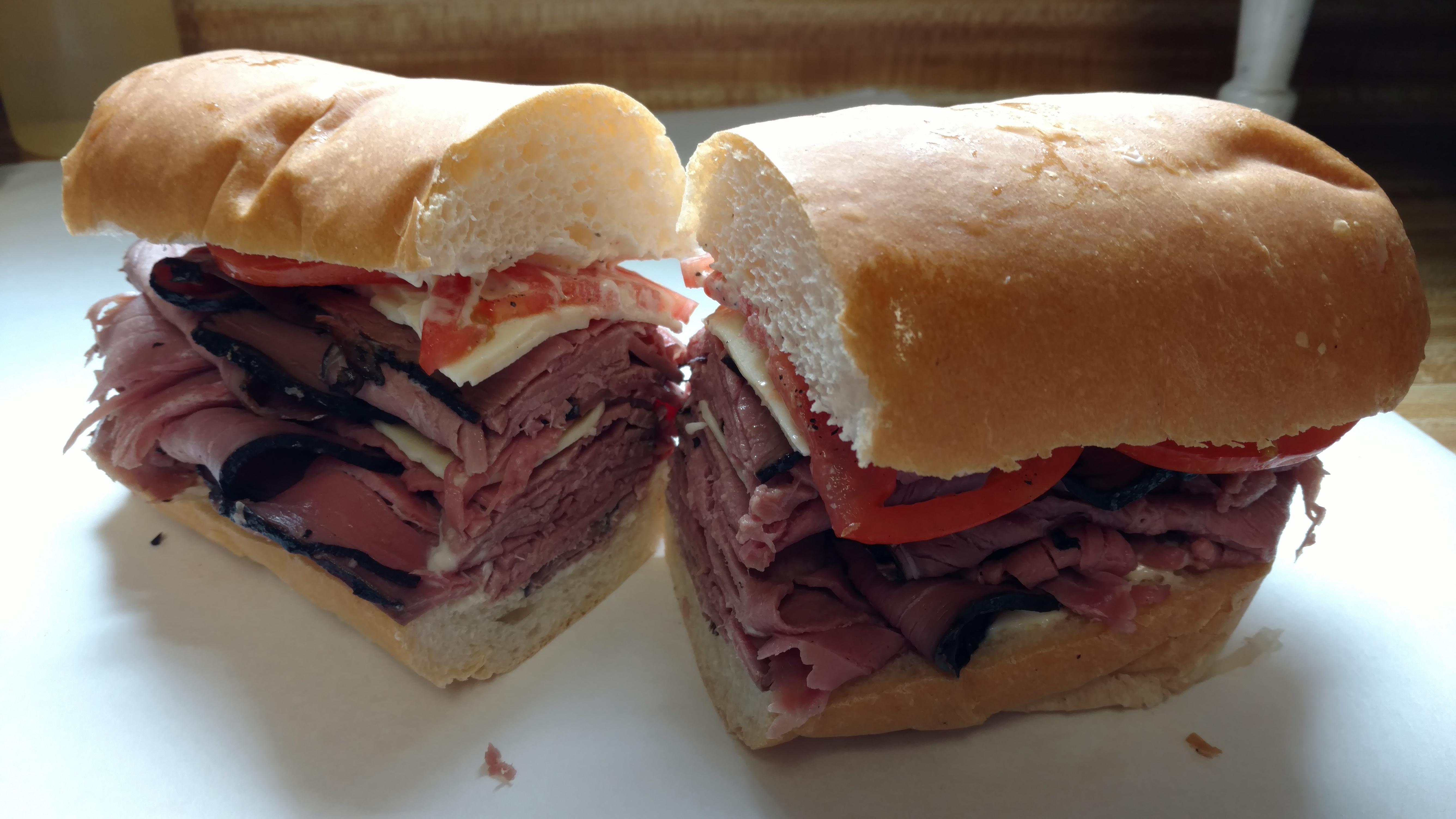 Roast Beef and American Grinder with Roasted Reds r/eatsandwiches