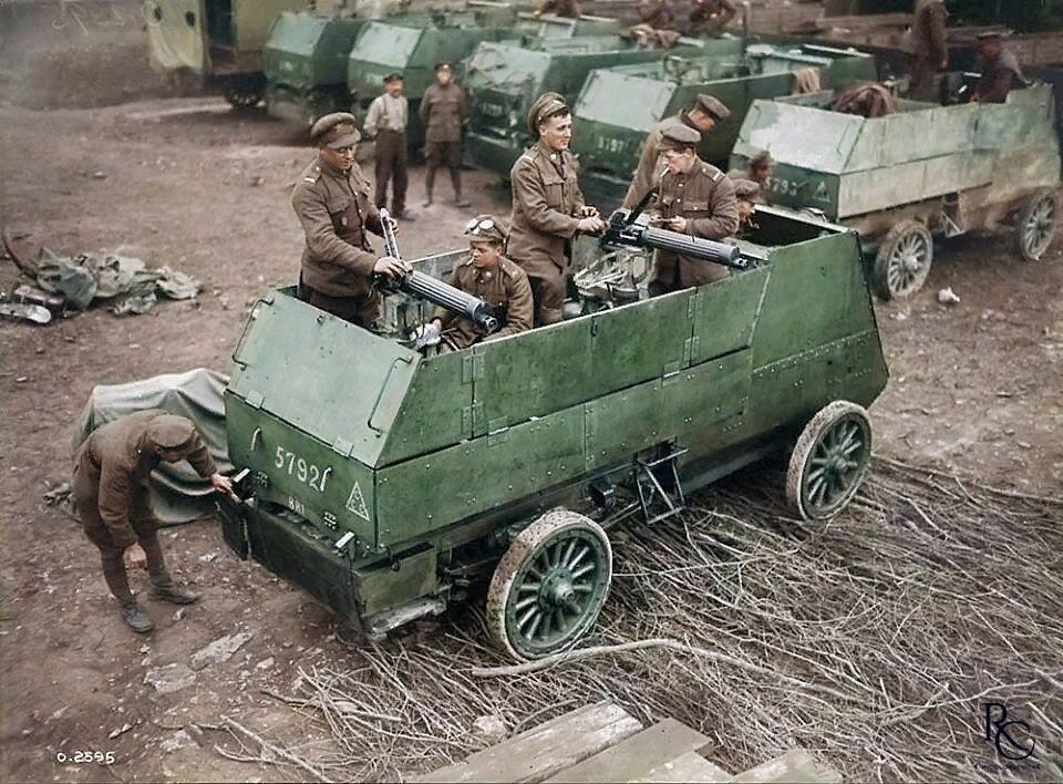 Canadian soldiers on their armored carts during WW1 r/shittytechnicals