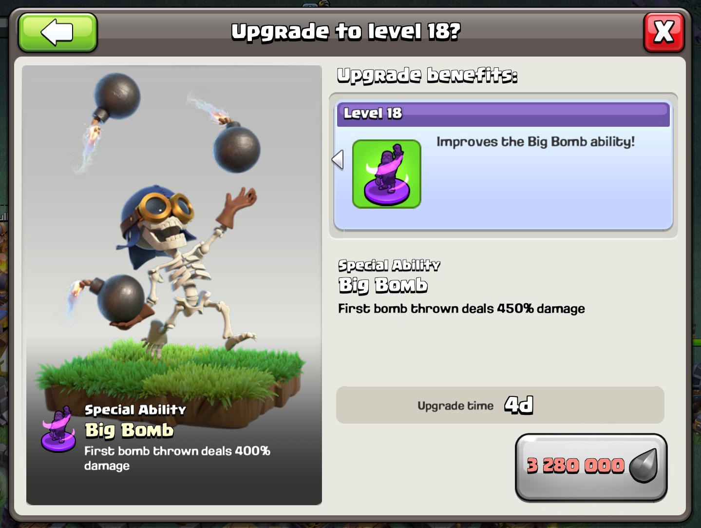 The most useless upgrade in the game upgrades the first bomb, even