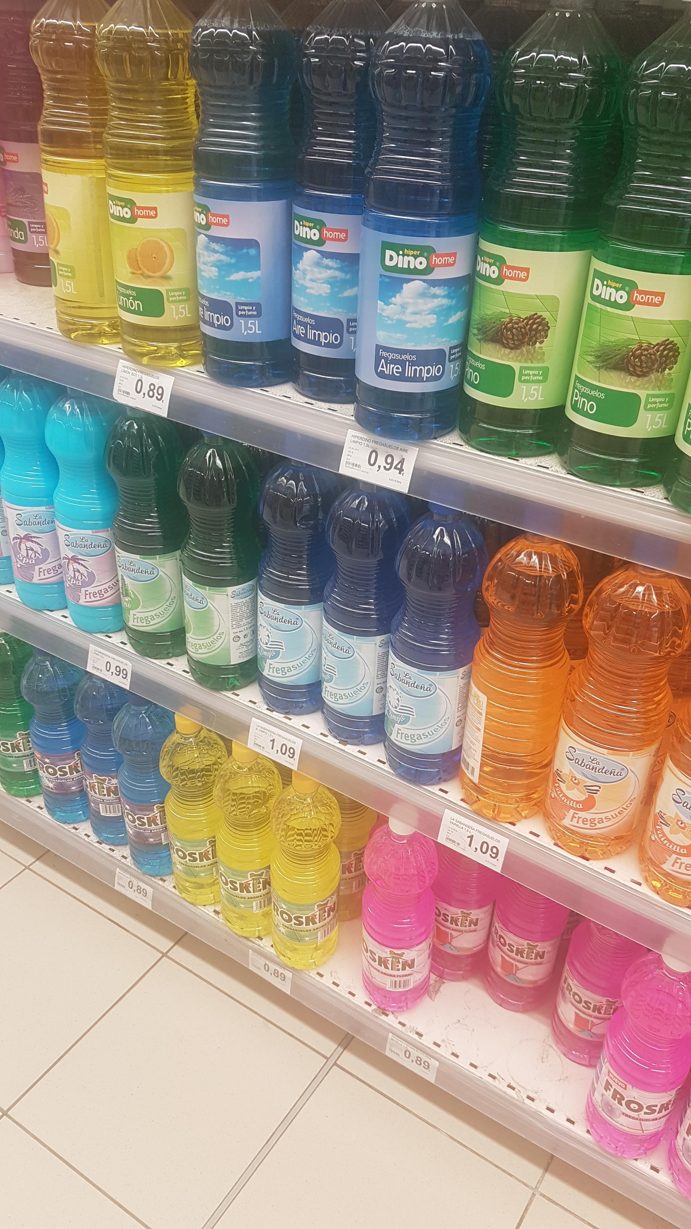 These Spanish cleaning products look like store brand drinks. r