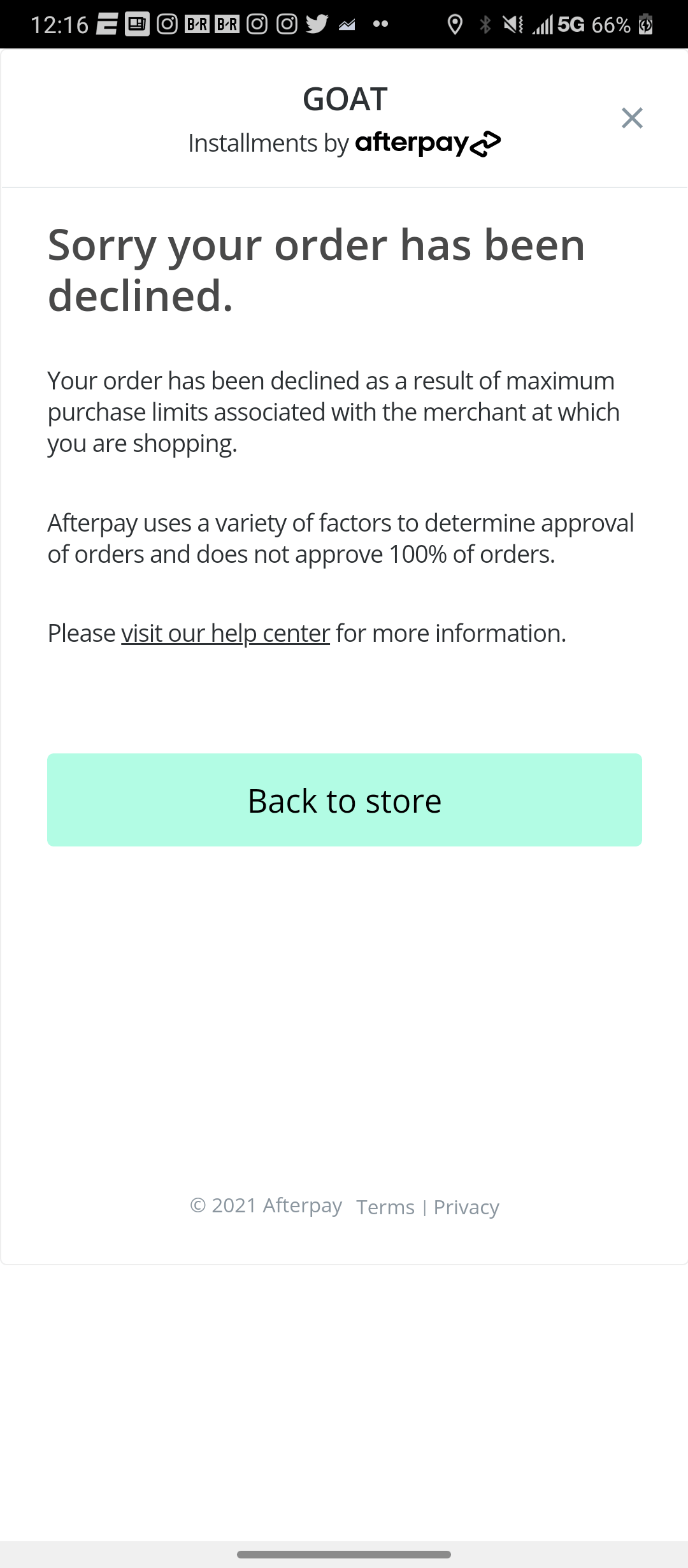 Have anybody been getting this error from goat or flight club? I can