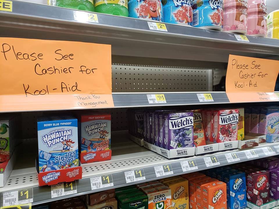 KoolAid is put on the list of Security items at my local Dollar