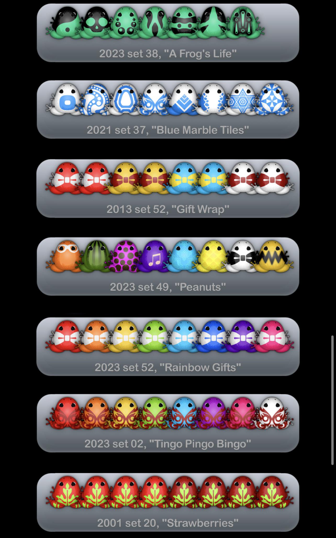 Available sets! r/Pocketfrogs