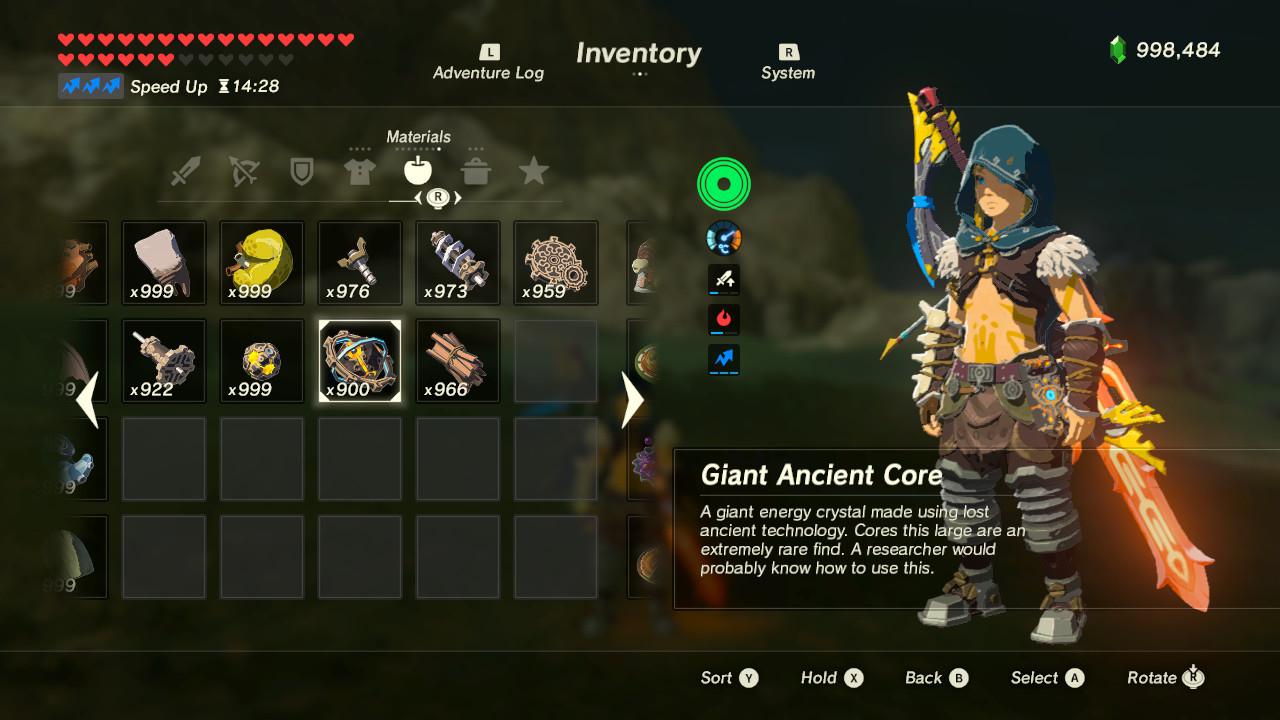 Almost there (900 Giant Ancient Cores) r/Breath_of_the_Wild