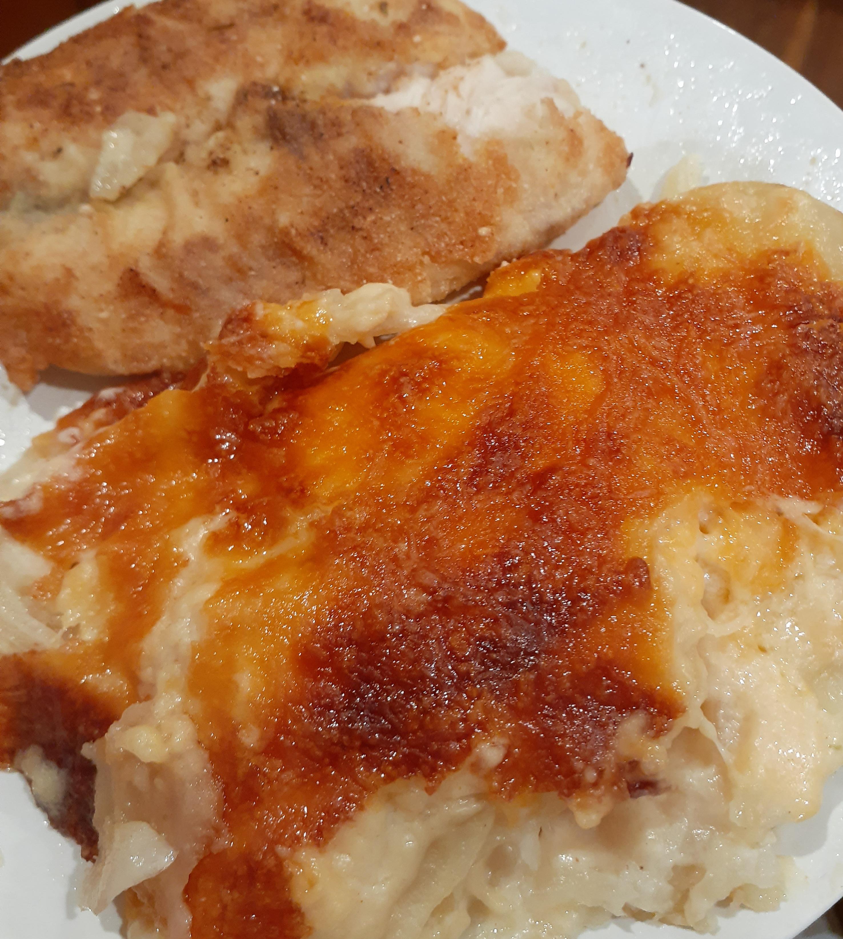 [Homemade] White CornmealCrusted Tilapia and Scalloped Potatoes with