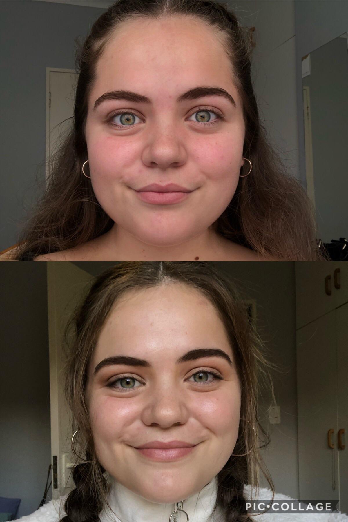 Before and after of my everyday makeup! Maybe thinking of adding false