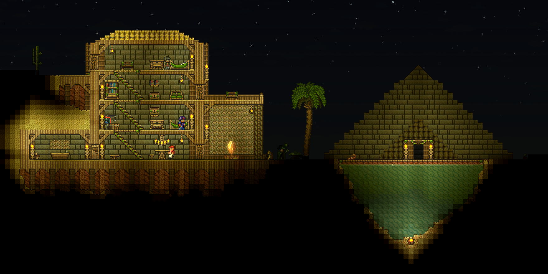 My first ever pyramid next to a basic desert house. (Hardcore) r/Terraria