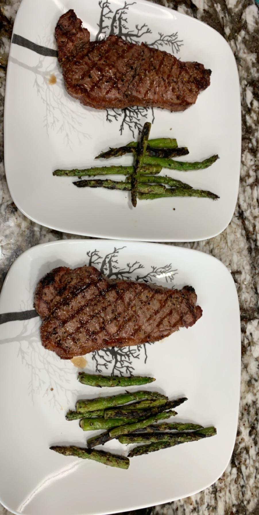 First cook on my new Big Joe. NY Strip and asparagus. So far I’m