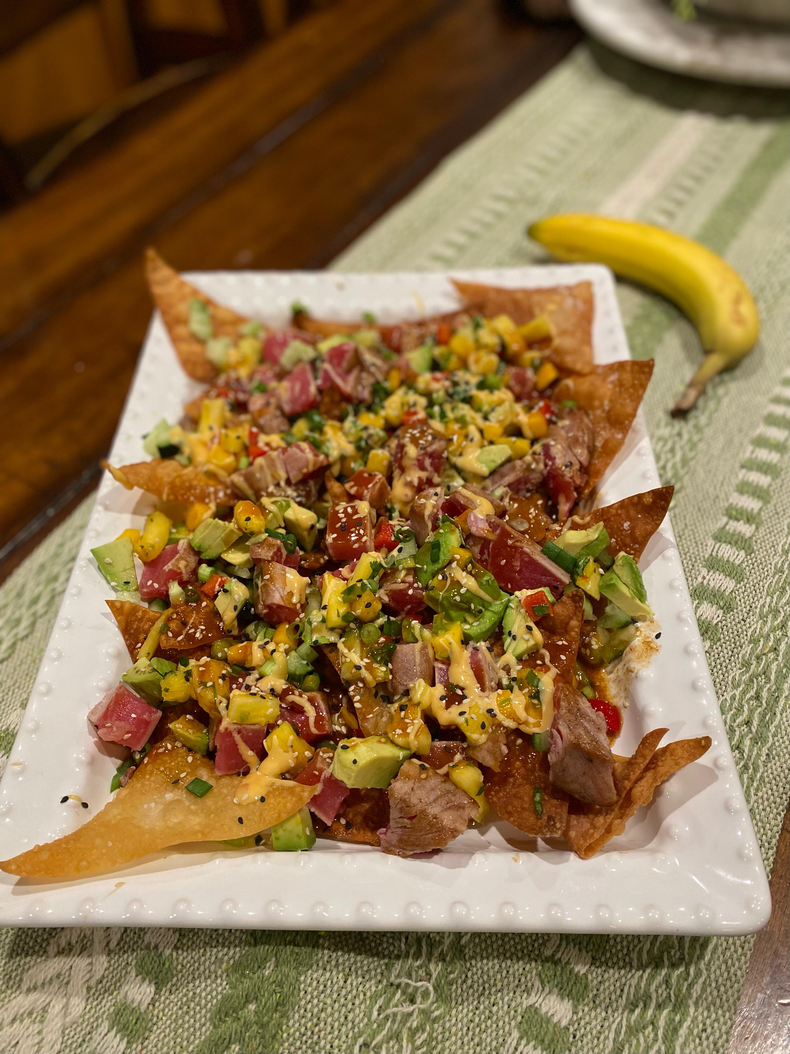 Ahi Tuna Nachos (with scale) r/MealPics
