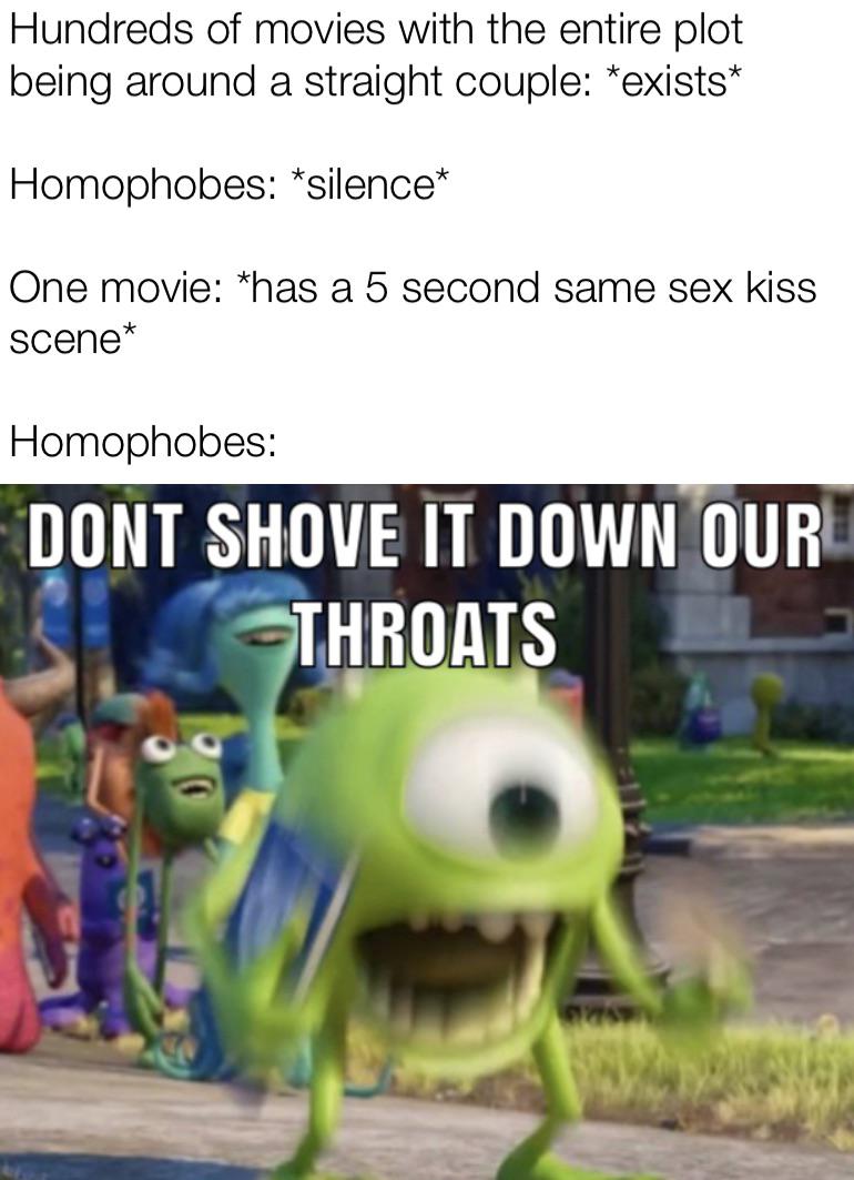 There are entire movies dedicated to straight couples yet nobody bats