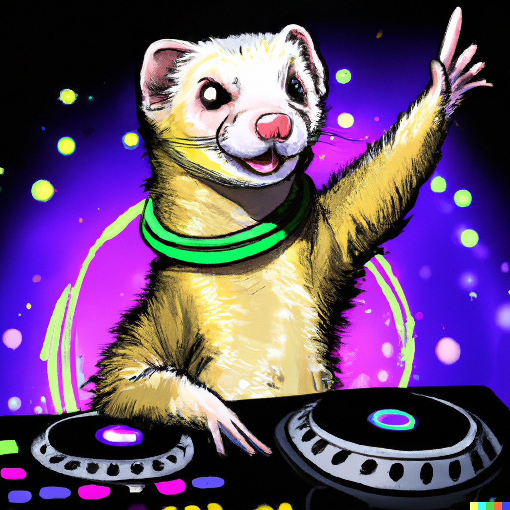 Ferret DJ Performing at a Rave r/dalle2